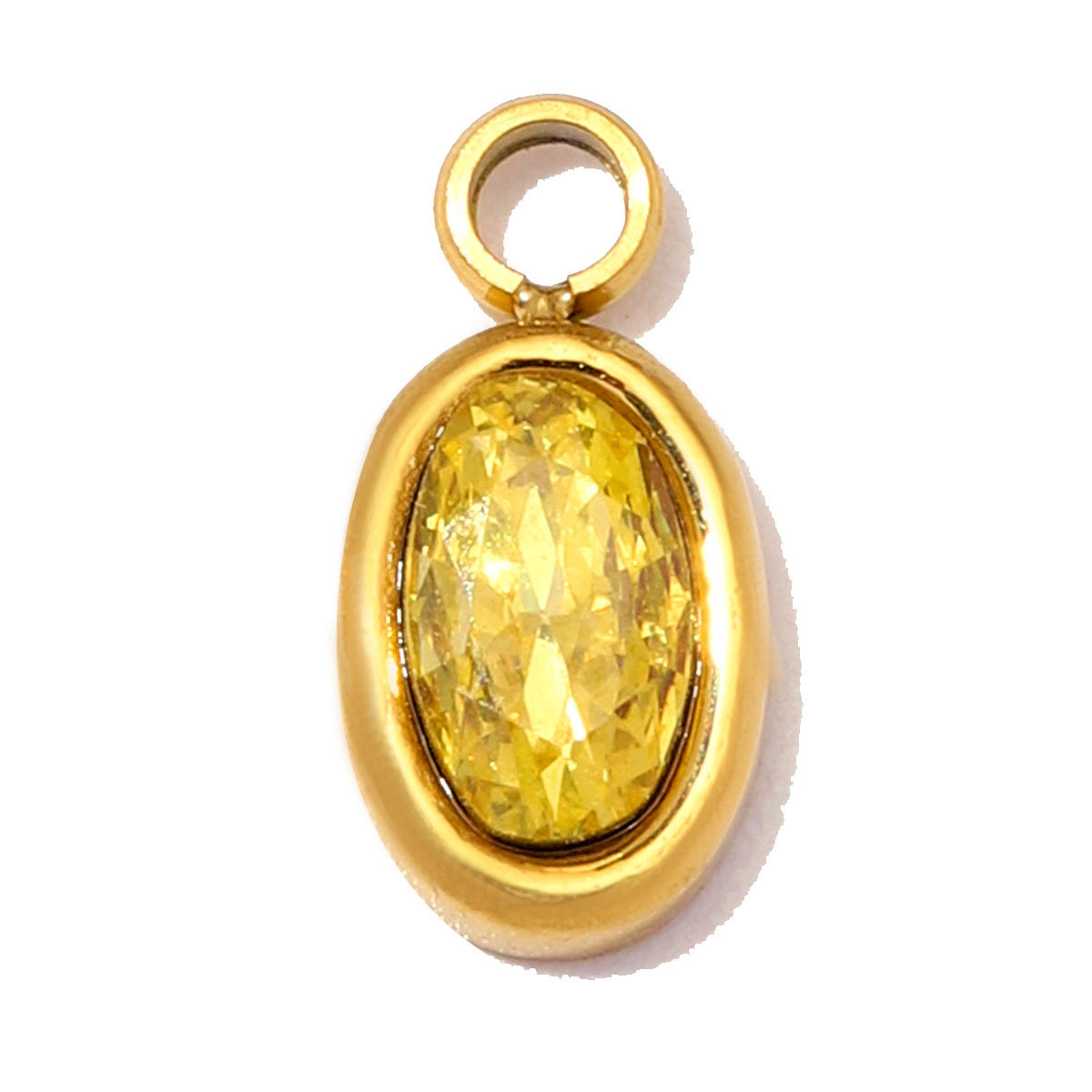 6pcs/Lot Stainless Steel Twelve Birthstones DIY Earring Charms Oval Zircon Necklace Pendants Woman Birthday Gift Jewelry Wholesale