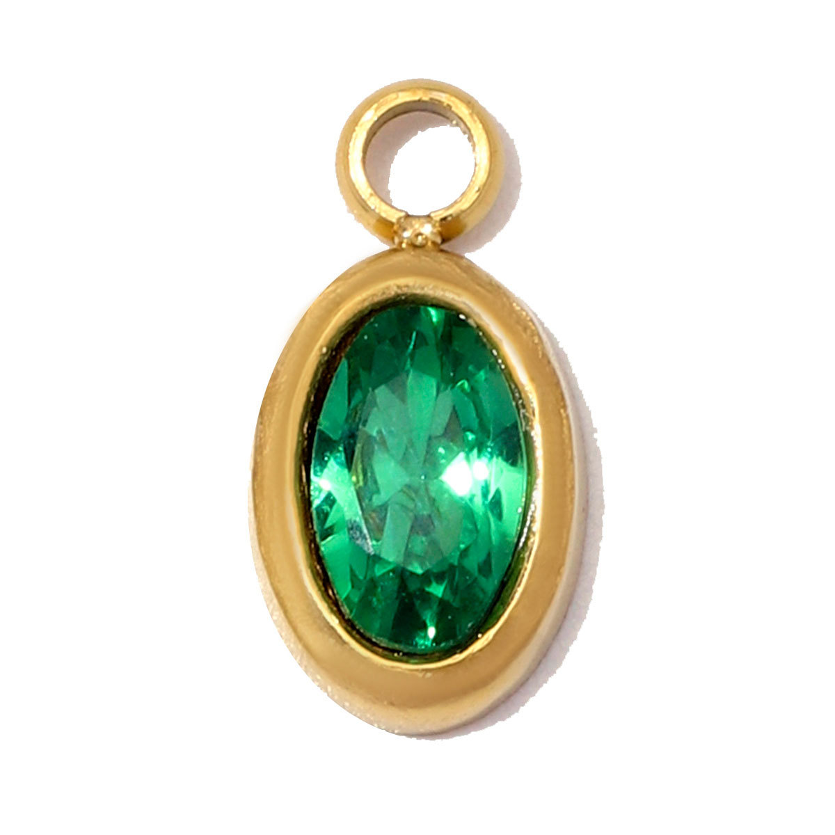 6pcs/Lot Stainless Steel Twelve Birthstones DIY Earring Charms Oval Zircon Necklace Pendants Woman Birthday Gift Jewelry Wholesale