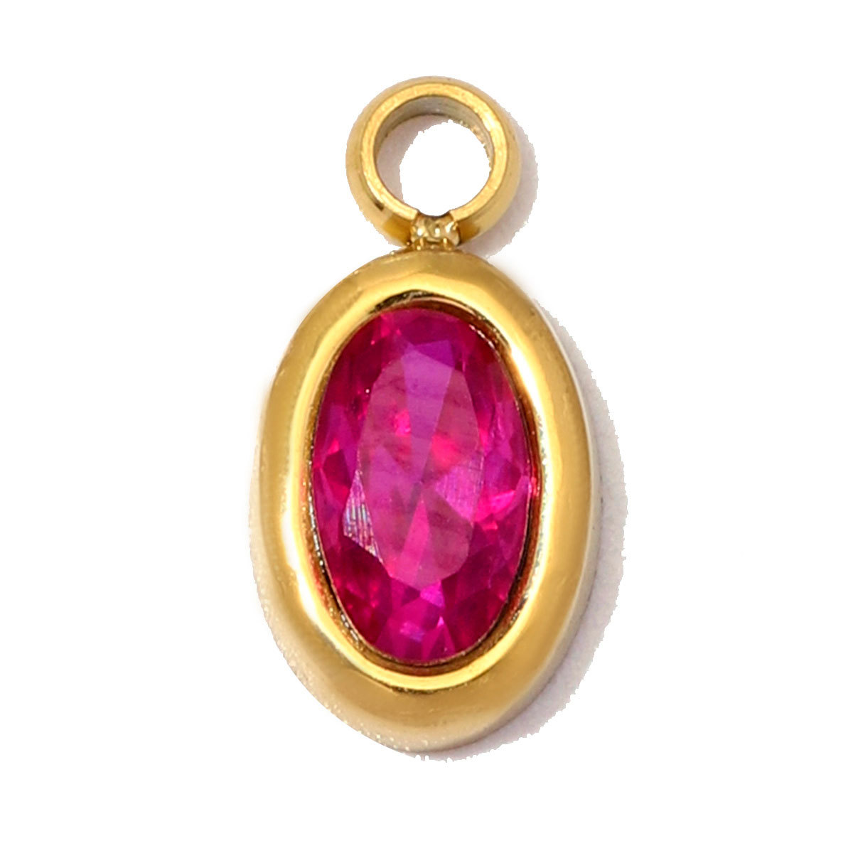 6pcs/Lot Stainless Steel Twelve Birthstones DIY Earring Charms Oval Zircon Necklace Pendants Woman Birthday Gift Jewelry Wholesale