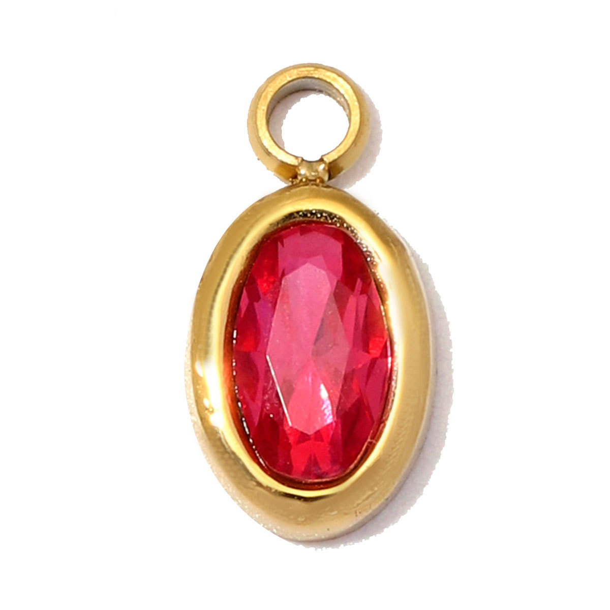 6pcs/Lot Stainless Steel Twelve Birthstones DIY Earring Charms Oval Zircon Necklace Pendants Woman Birthday Gift Jewelry Wholesale
