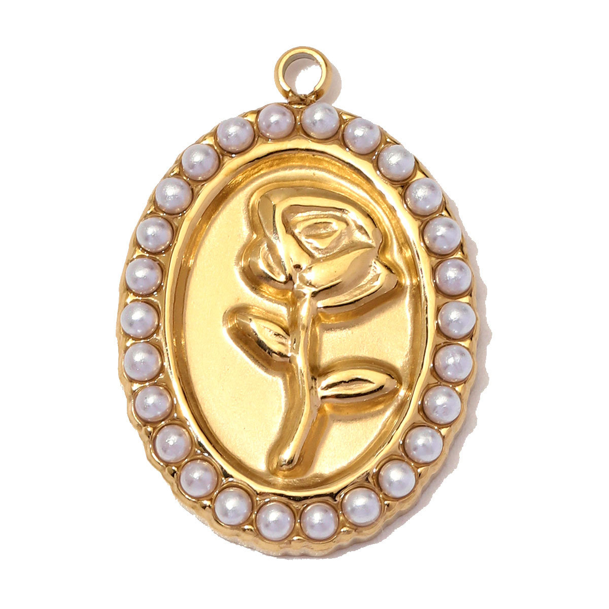 6pcs/Lot Retro Stainless Steel ABS Pearl Rose DIY Charm Dog Sun Hand Necklace Pendants Woman Enamel Strawberry Jewelry Wholesale
