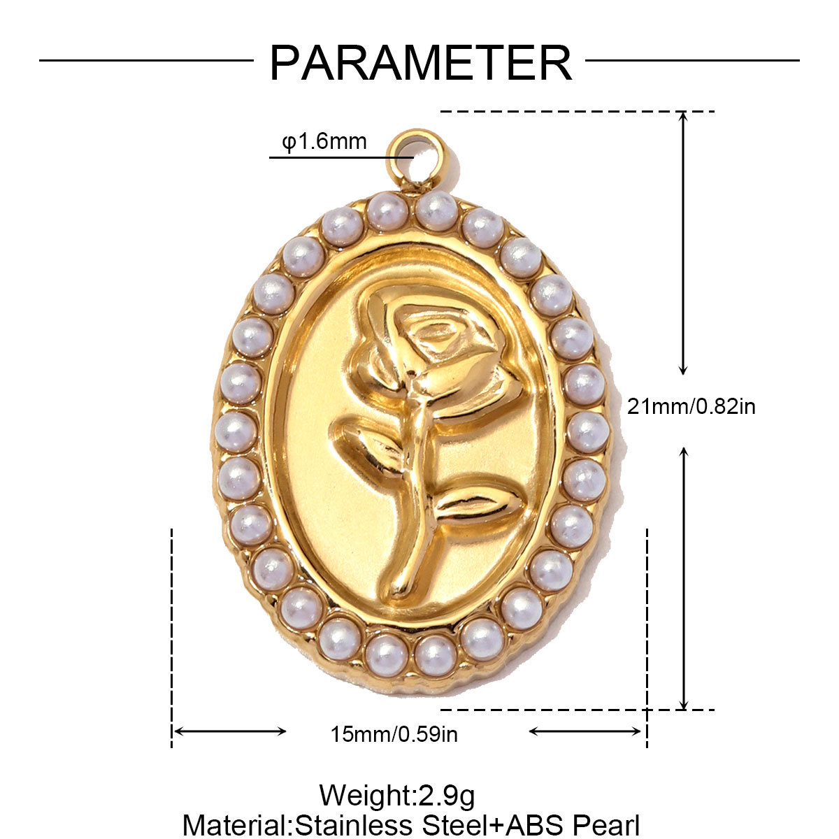 6pcs/Lot Retro Stainless Steel ABS Pearl Rose DIY Charm Dog Sun Hand Necklace Pendants Woman Enamel Strawberry Jewelry Wholesale