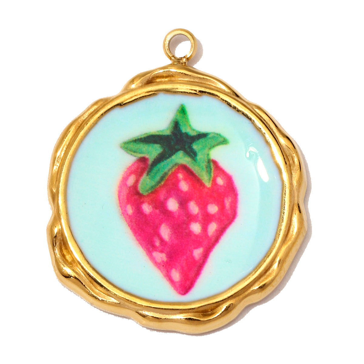 6pcs/Lot Retro Stainless Steel ABS Pearl Rose DIY Charm Dog Sun Hand Necklace Pendants Woman Enamel Strawberry Jewelry Wholesale