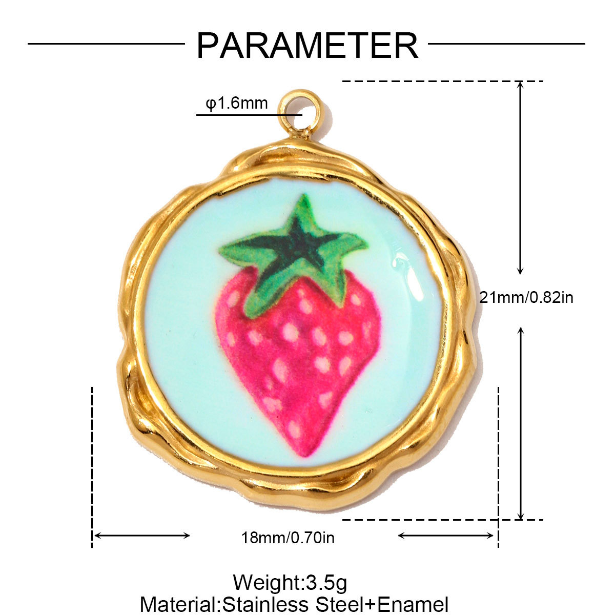 6pcs/Lot Retro Stainless Steel ABS Pearl Rose DIY Charm Dog Sun Hand Necklace Pendants Woman Enamel Strawberry Jewelry Wholesale