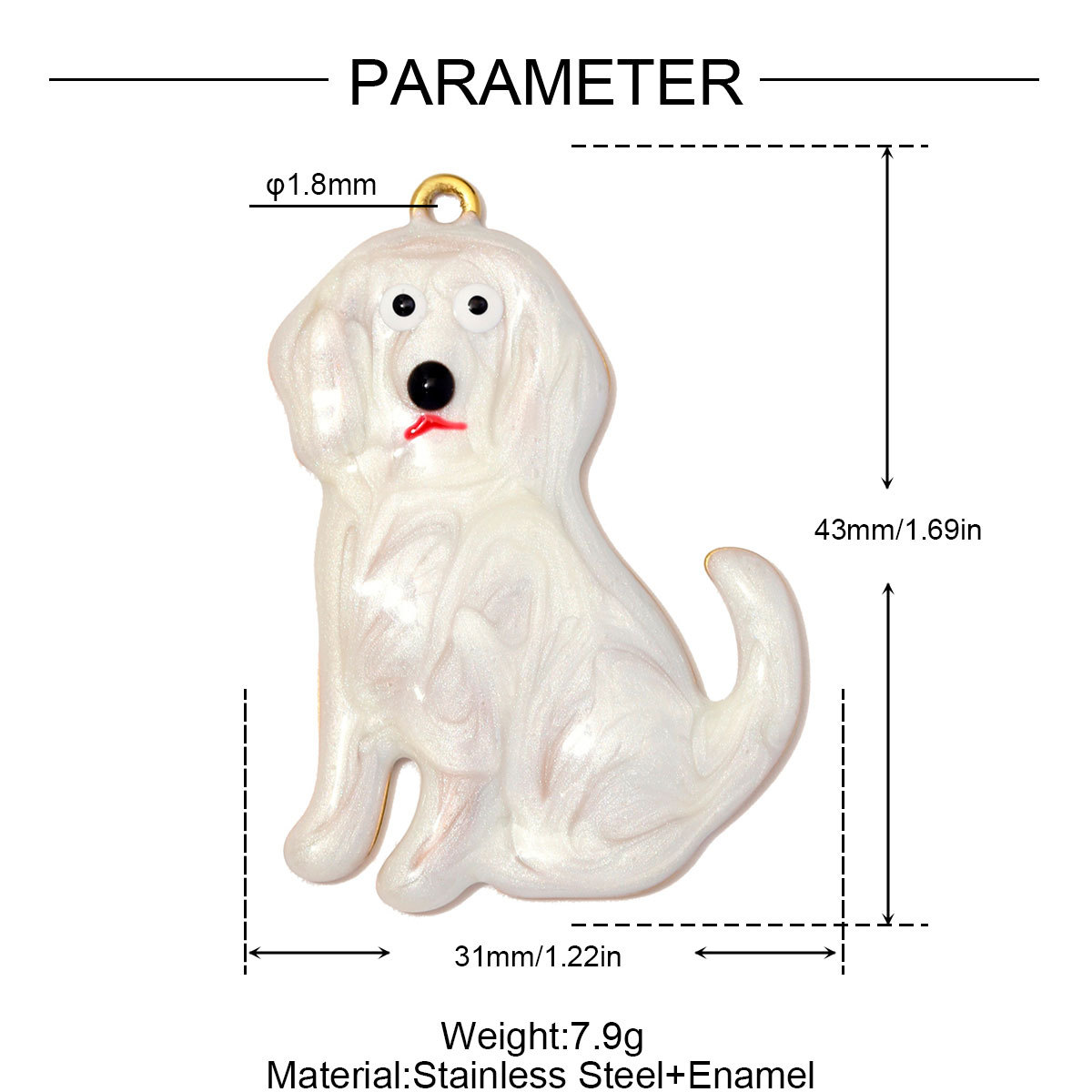 6pcs/Lot Stainless Steel Enamel Labrador Dachshund DIY Charm Bulldog Golden Retriever Necklace Pendant Woman Dog Jewelry Wholesale