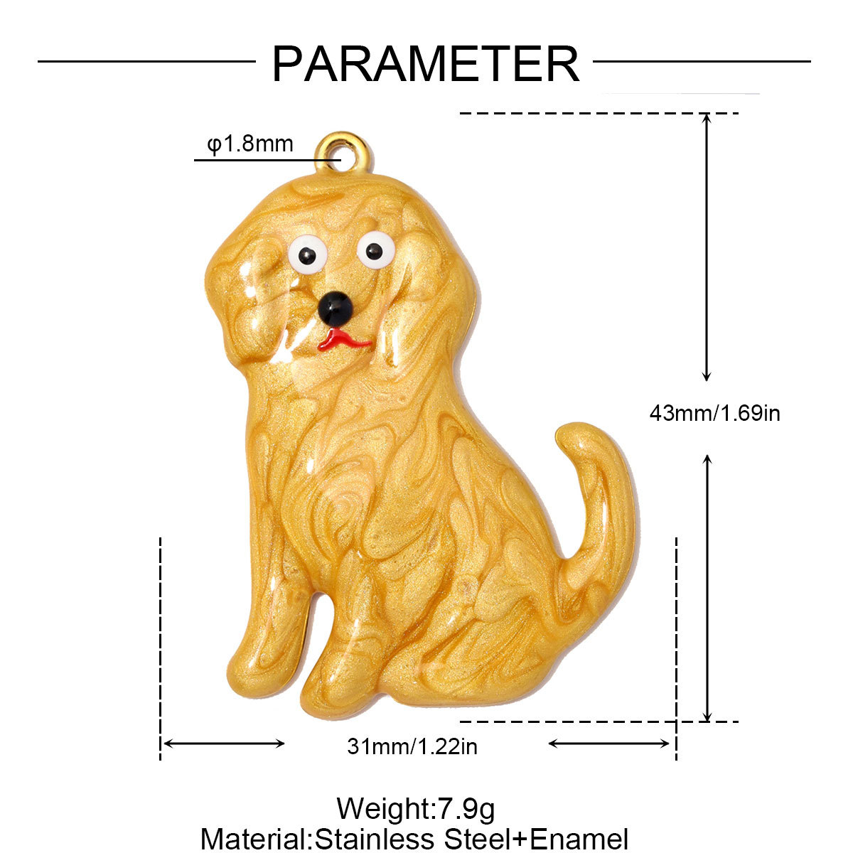 6pcs/Lot Stainless Steel Enamel Labrador Dachshund DIY Charm Bulldog Golden Retriever Necklace Pendant Woman Dog Jewelry Wholesale