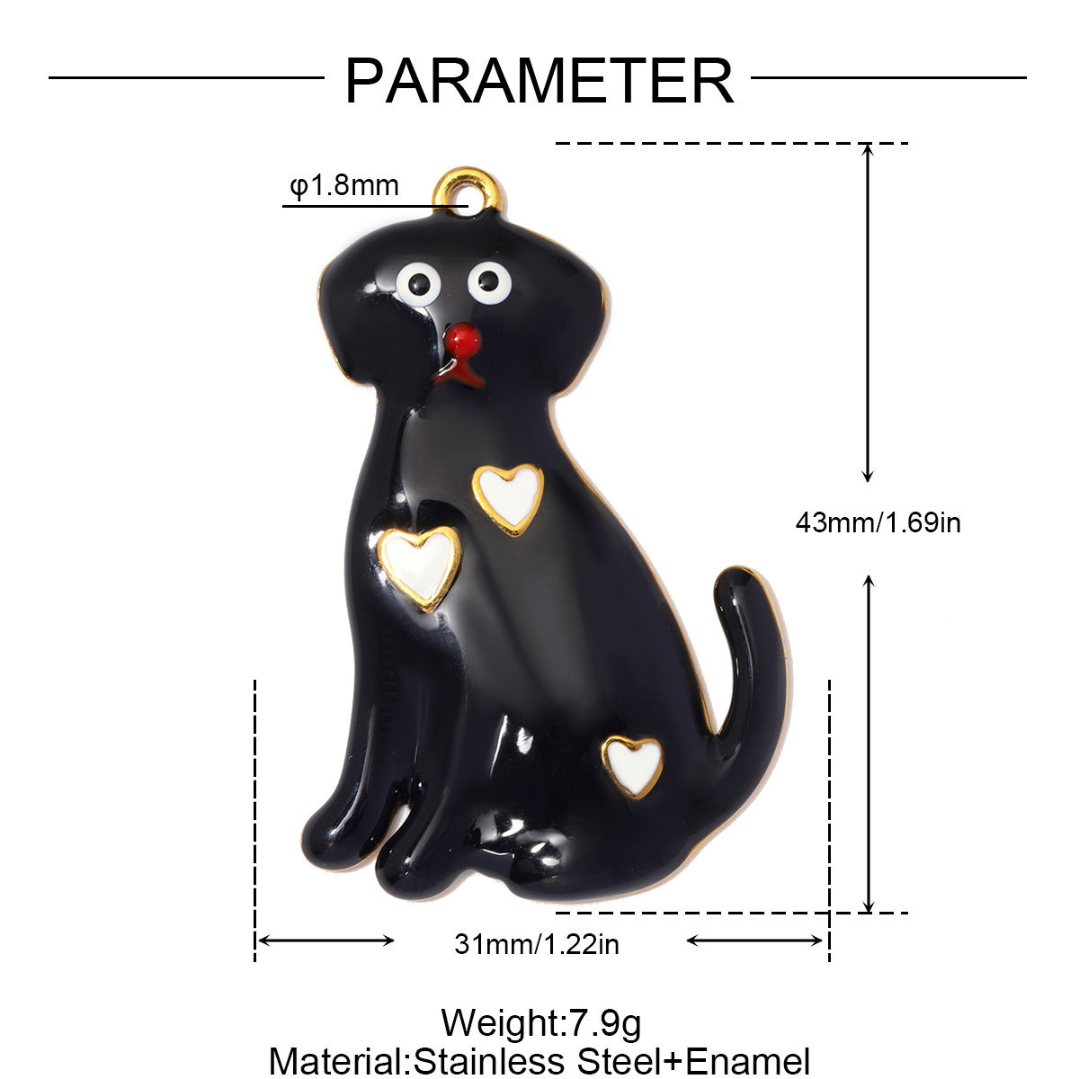 6pcs/Lot Stainless Steel Enamel Labrador Dachshund DIY Charm Bulldog Golden Retriever Necklace Pendant Woman Dog Jewelry Wholesale
