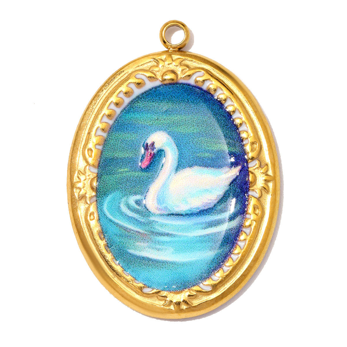 6pcs/Lot Stainless Steel Enamel Cat Swan DIY Earring Charms Sun Swimwear Necklace Pendants Woman Sail Boat Cup Jewelry Wholesale