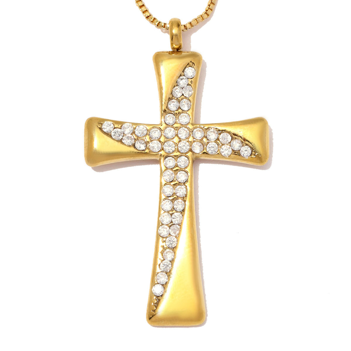 6pcs/Lot Stainless Steel Rhinestone Cross DIY Charms Glass Stone Butterfly Flower Necklace Pendants Woman Gift Box Jewelry Wholesale