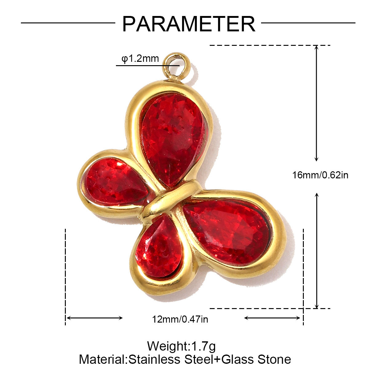 6pcs/Lot Stainless Steel Rhinestone Cross DIY Charms Glass Stone Butterfly Flower Necklace Pendants Woman Gift Box Jewelry Wholesale
