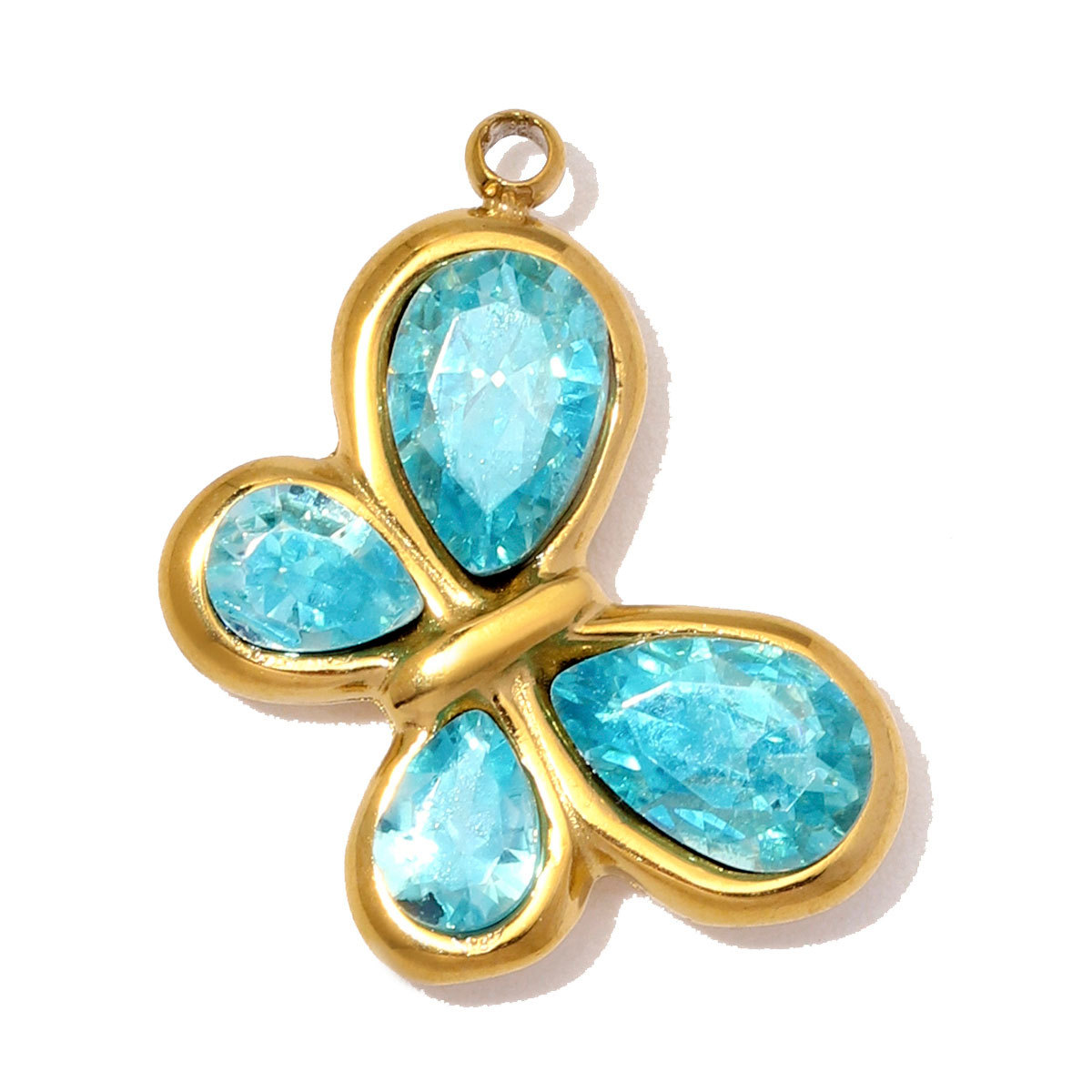 6pcs/Lot Stainless Steel Rhinestone Cross DIY Charms Glass Stone Butterfly Flower Necklace Pendants Woman Gift Box Jewelry Wholesale