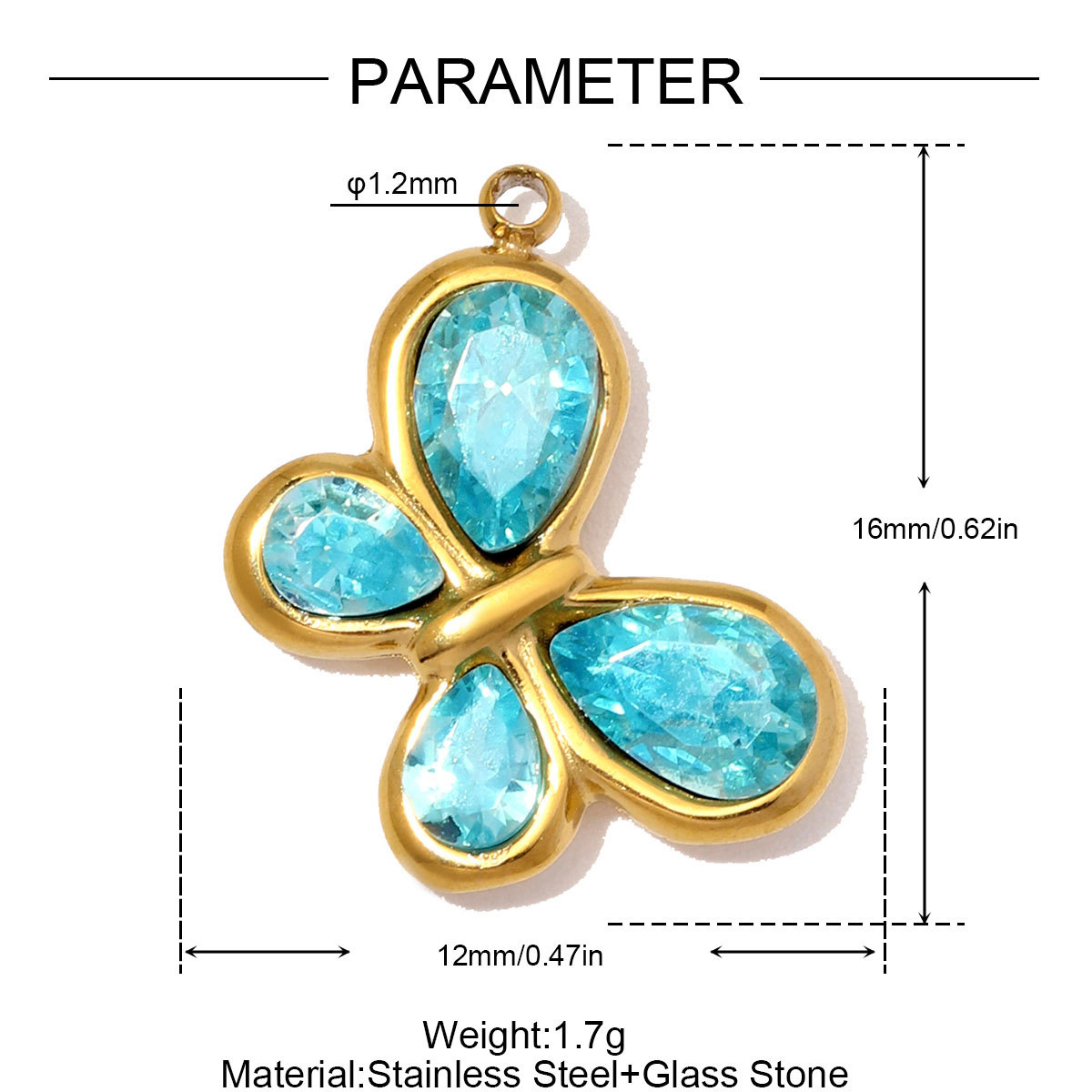 6pcs/Lot Stainless Steel Rhinestone Cross DIY Charms Glass Stone Butterfly Flower Necklace Pendants Woman Gift Box Jewelry Wholesale