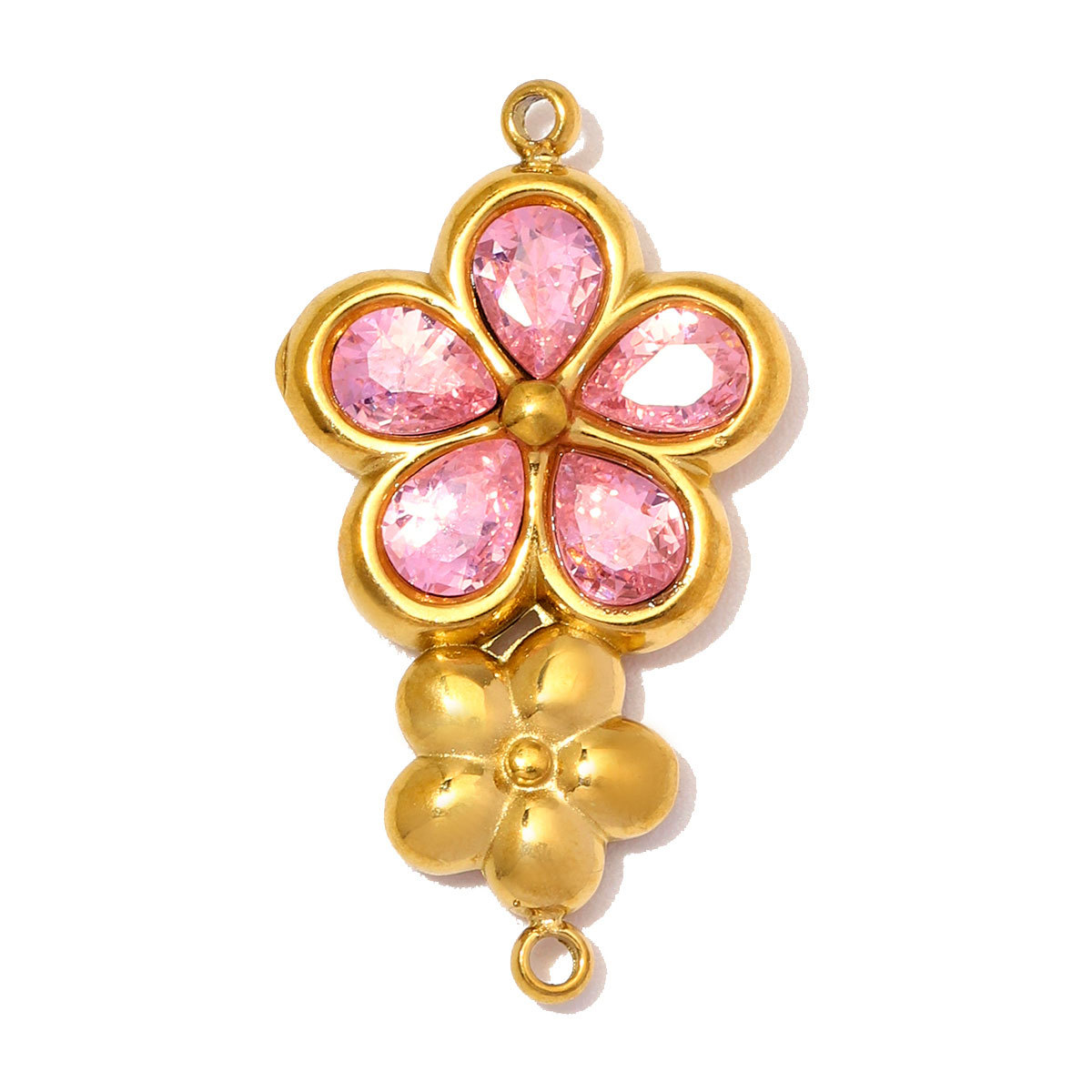 6pcs/Lot Stainless Steel Rhinestone Cross DIY Charms Glass Stone Butterfly Flower Necklace Pendants Woman Gift Box Jewelry Wholesale