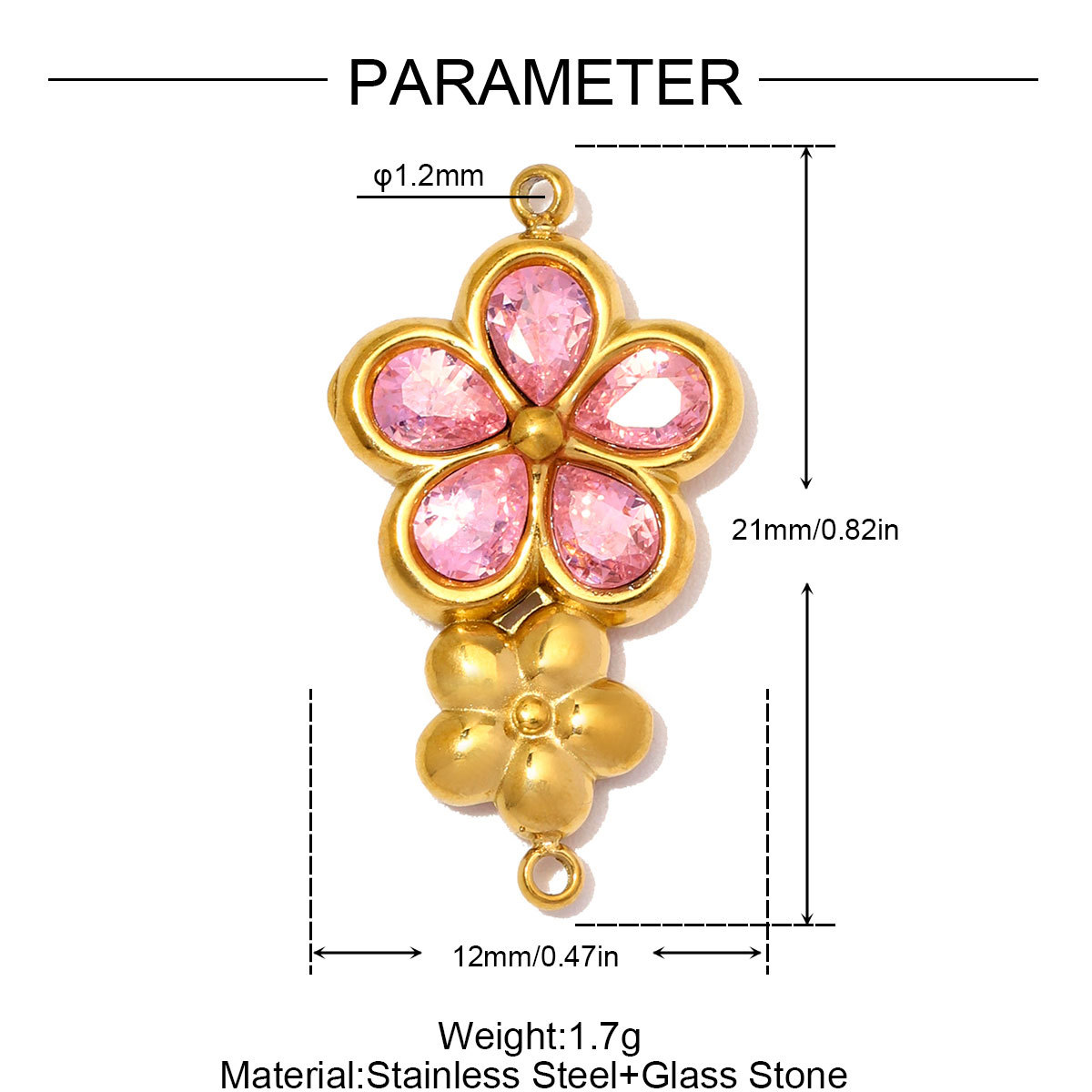 6pcs/Lot Stainless Steel Rhinestone Cross DIY Charms Glass Stone Butterfly Flower Necklace Pendants Woman Gift Box Jewelry Wholesale