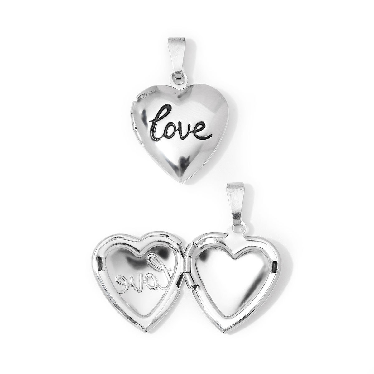 3pcs/Lot Stainless Steel Mirror Polish Love Heart Locket Pendant for Women Family Image Necklace Personalized Anniversary Gifts