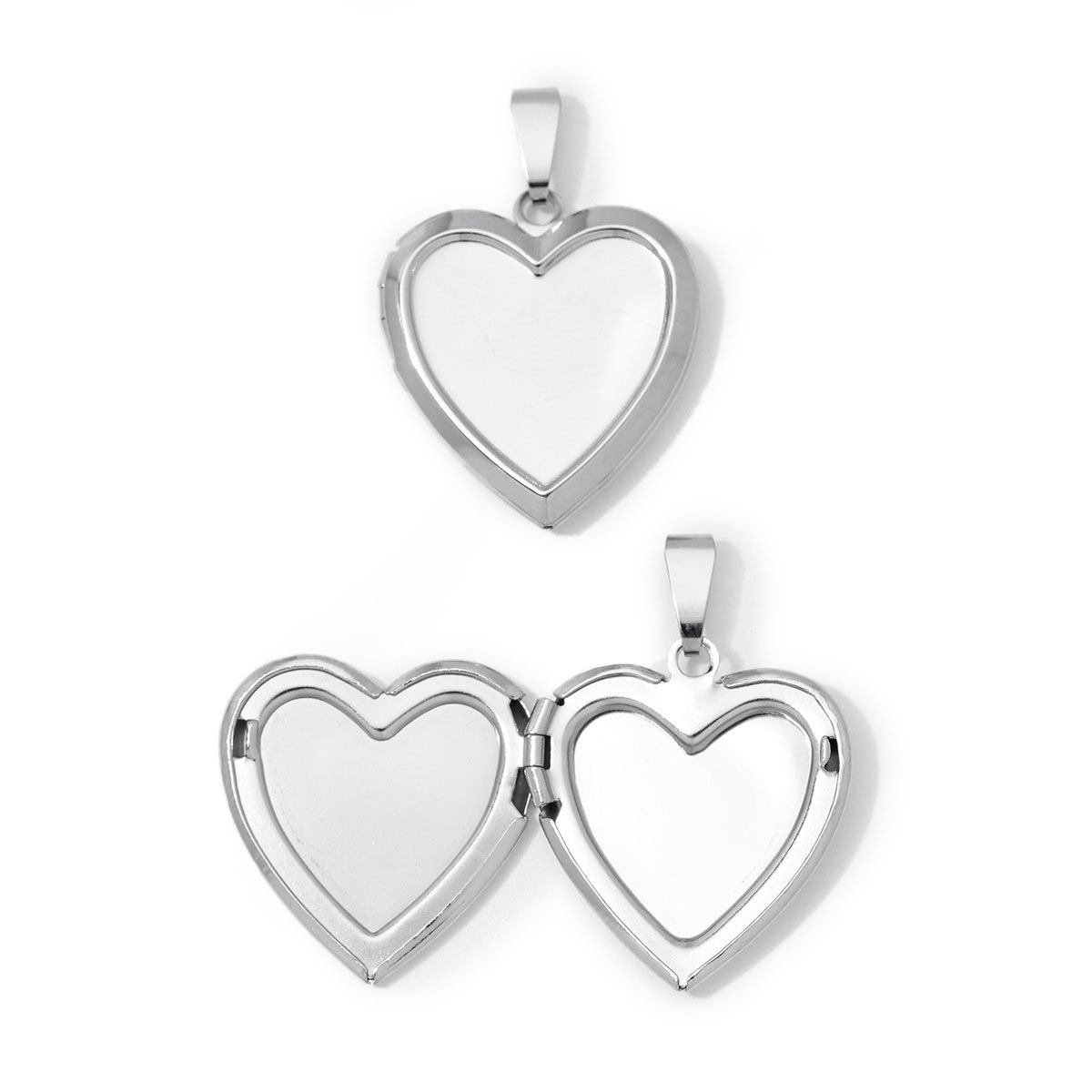 3pcs/Lot Stainless Steel Mirror Polish Love Heart Locket Pendant for Women Family Image Necklace Personalized Anniversary Gifts