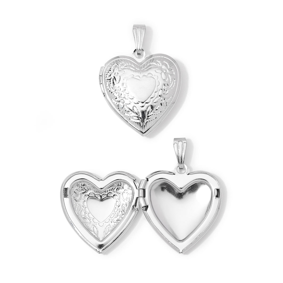 3pcs/Lot Stainless Steel Mirror Polish Love Heart Locket Pendant for Women Family Image Necklace Personalized Anniversary Gifts
