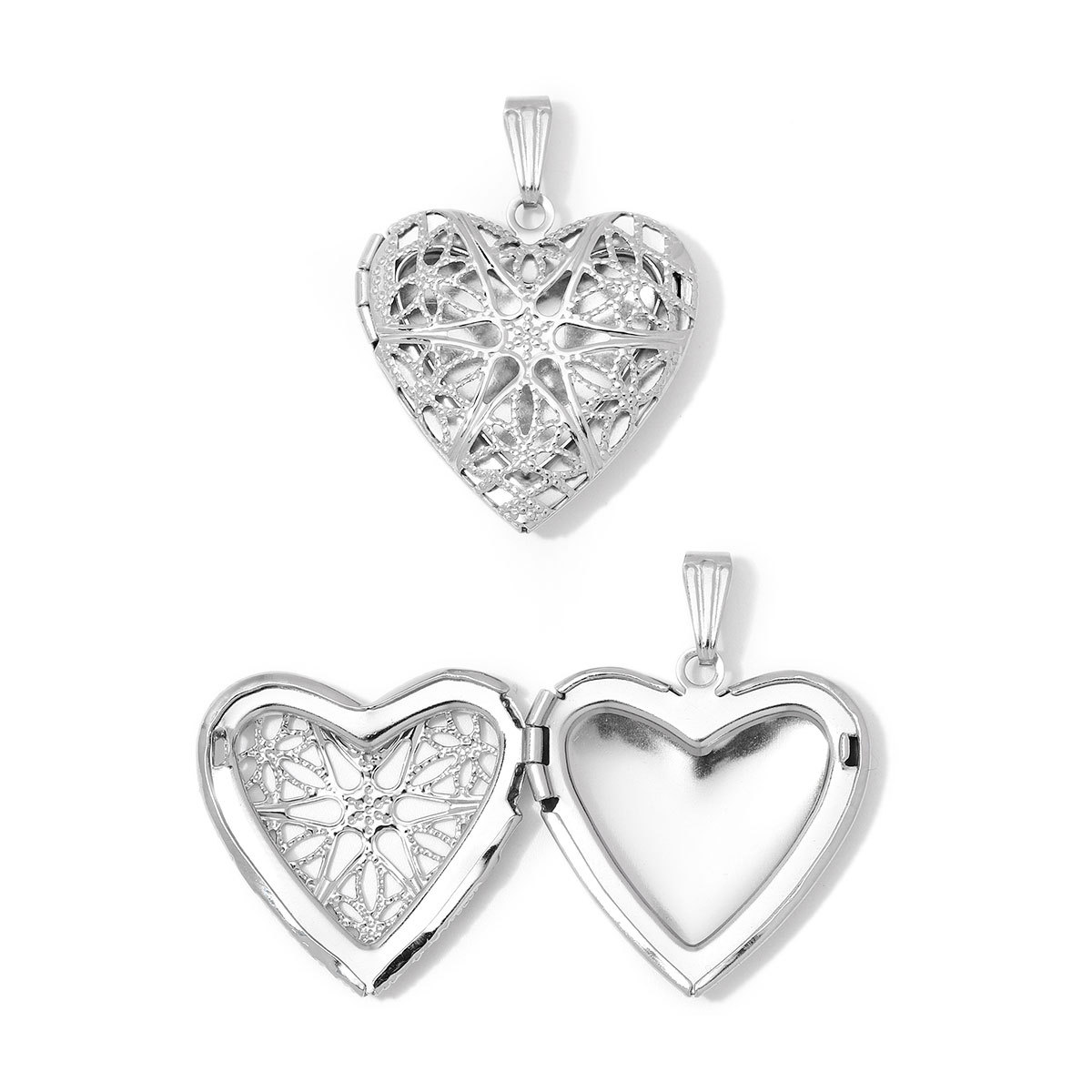 6pcs/Lot Stainless Steel Mirror Polish Love Heart Locket Pendant for Women Family Image Necklace Personalized Anniversary Gifts