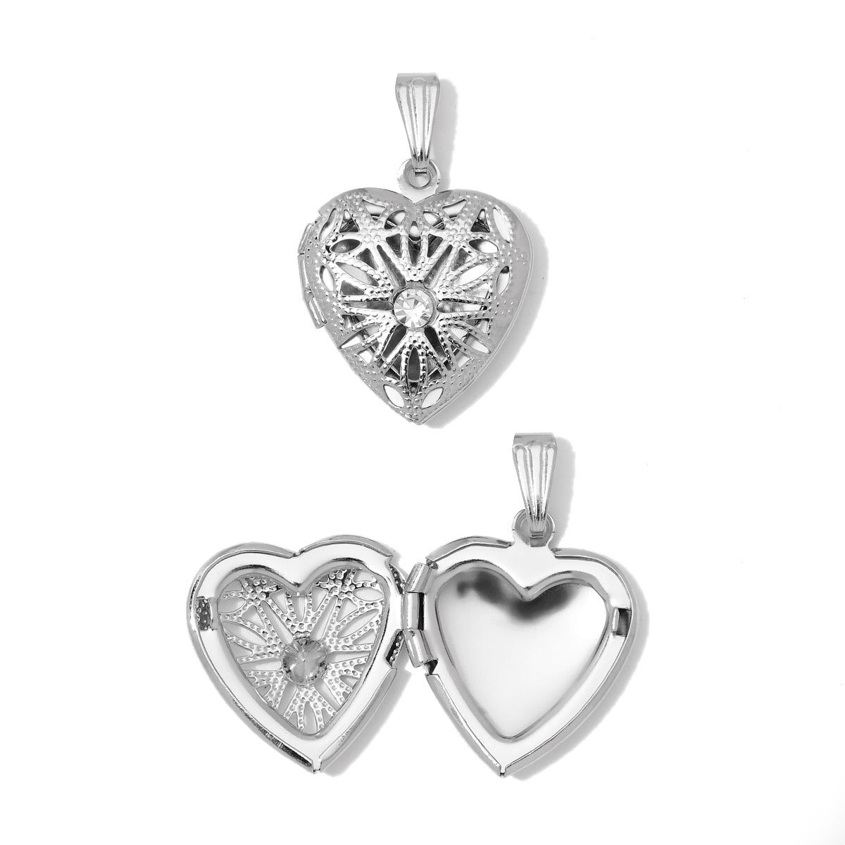6pcs/Lot Stainless Steel Mirror Polish Love Heart Locket Pendant for Women Family Image Necklace Personalized Anniversary Gifts