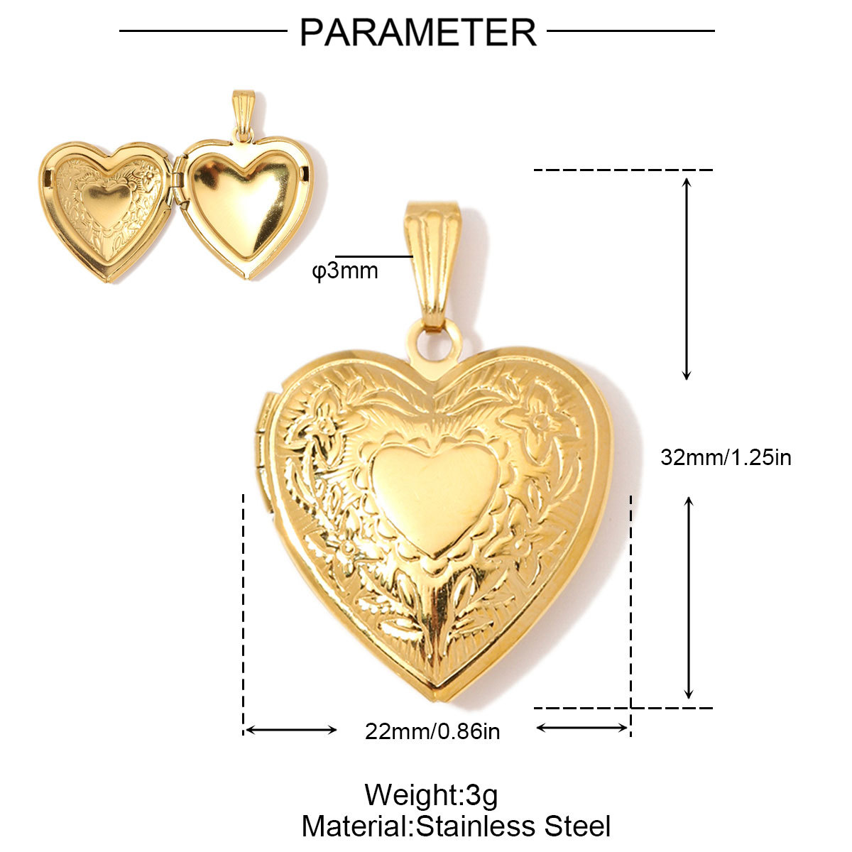 6pcs/Lot Wholesale Stainless Steel Hollow Heart Locket Charm Rhinestone Love Picture Box Necklace Pendant Woman Special Gift Jewelry