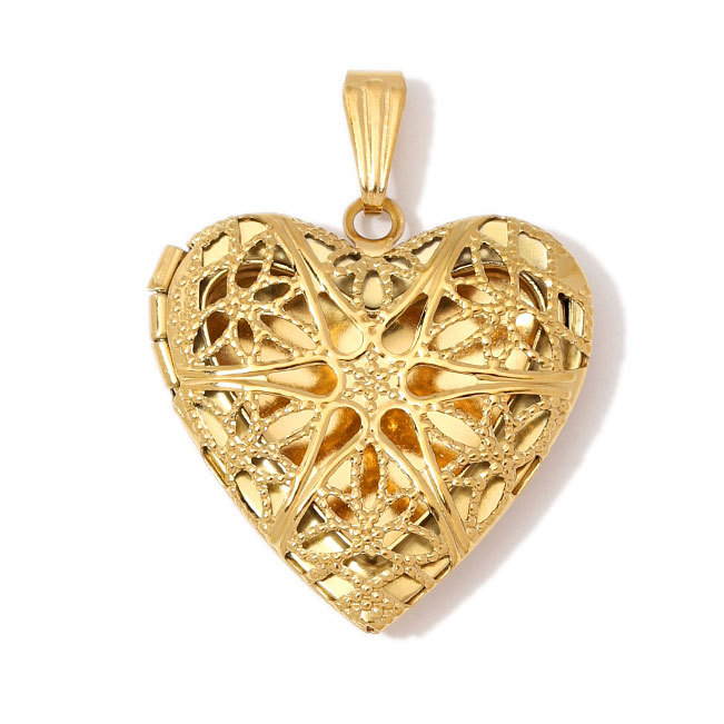 6pcs/Lot Wholesale Stainless Steel Hollow Heart Locket Charm Rhinestone Love Picture Box Necklace Pendant Woman Special Gift Jewelry