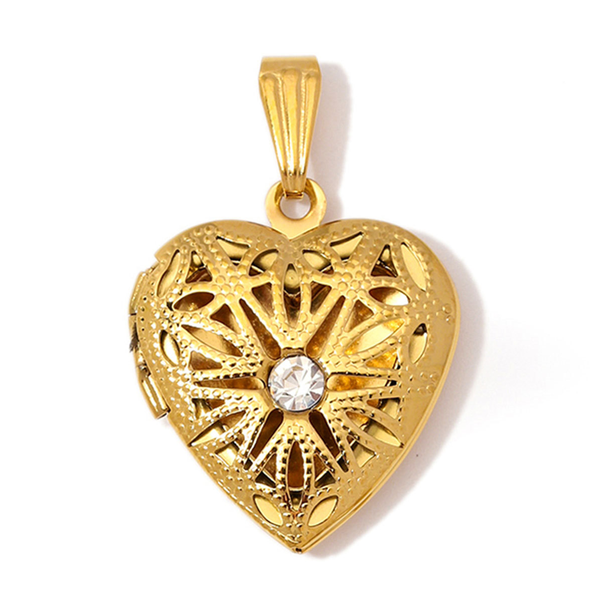 6pcs/Lot Wholesale Stainless Steel Hollow Heart Locket Charm Rhinestone Love Picture Box Necklace Pendant Woman Special Gift Jewelry