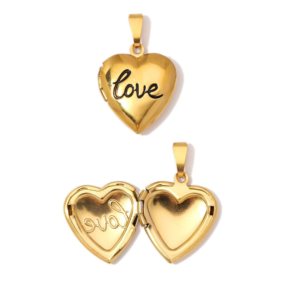 6pcs/Lot Wholesale Stainless Steel Hollow Heart Locket Charm Rhinestone Love Picture Box Necklace Pendant Woman Special Gift Jewelry