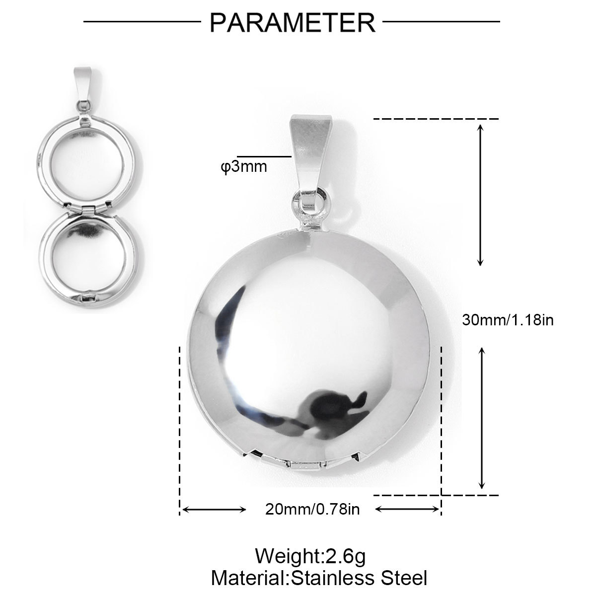 6pcs/Lot Wholesale Stainless Steel Round Oval Locket Picture Charm Rhinestone Love Heart Necklace Pendant Woman Special Gift Jewelry