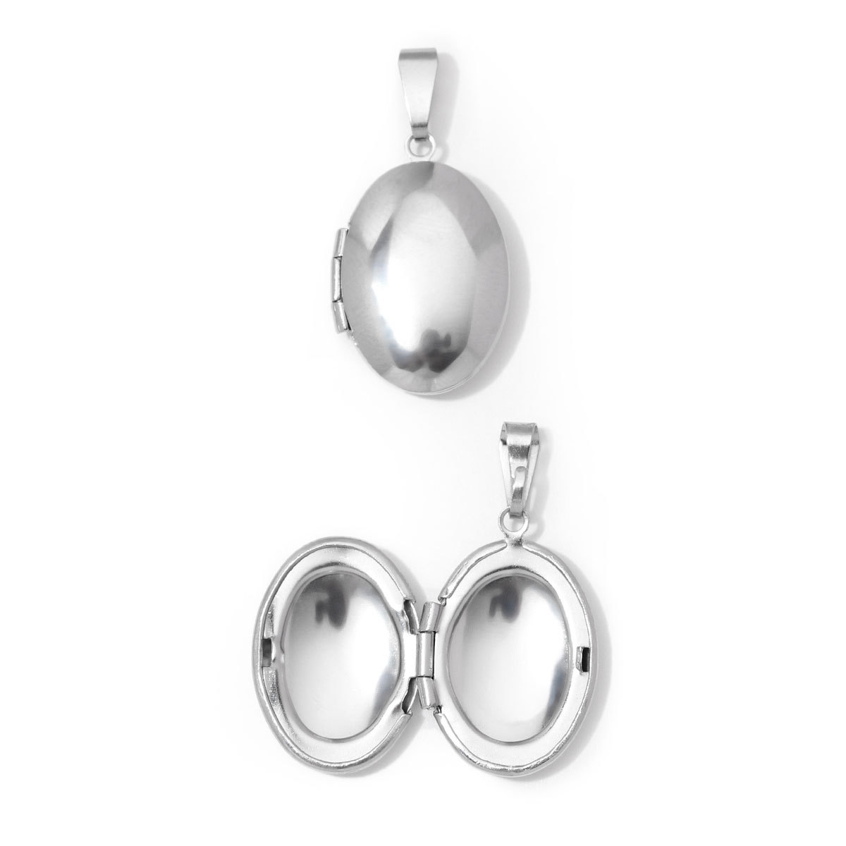 6pcs/Lot Wholesale Stainless Steel Round Oval Locket Picture Charm Rhinestone Love Heart Necklace Pendant Woman Special Gift Jewelry