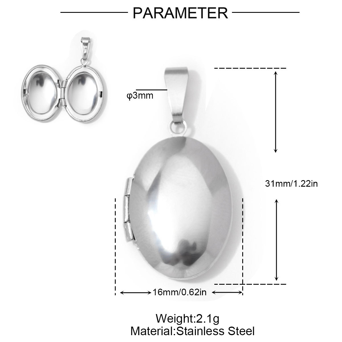 6pcs/Lot Wholesale Stainless Steel Round Oval Locket Picture Charm Rhinestone Love Heart Necklace Pendant Woman Special Gift Jewelry
