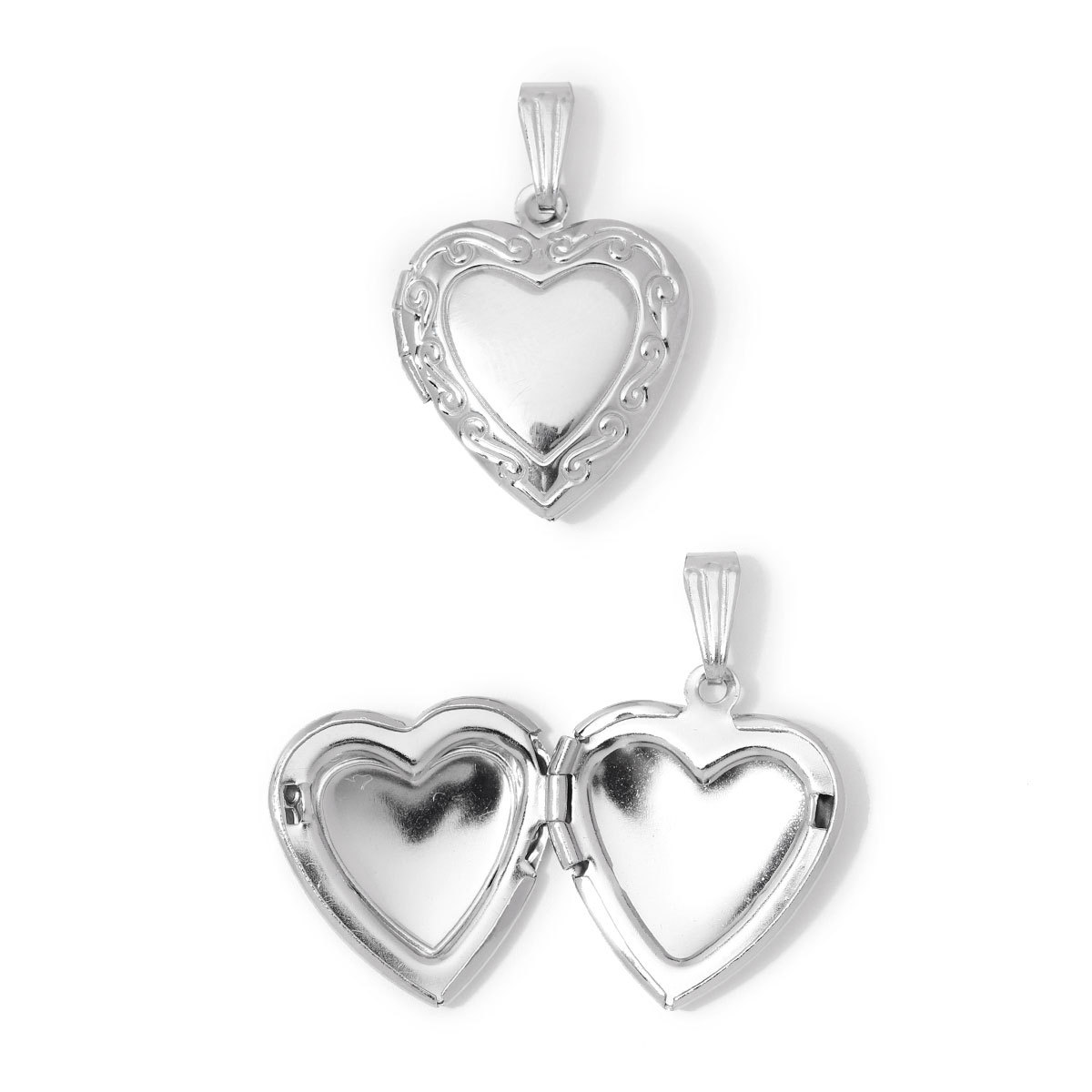 6pcs/Lot Wholesale Stainless Steel Round Oval Locket Picture Charm Rhinestone Love Heart Necklace Pendant Woman Special Gift Jewelry