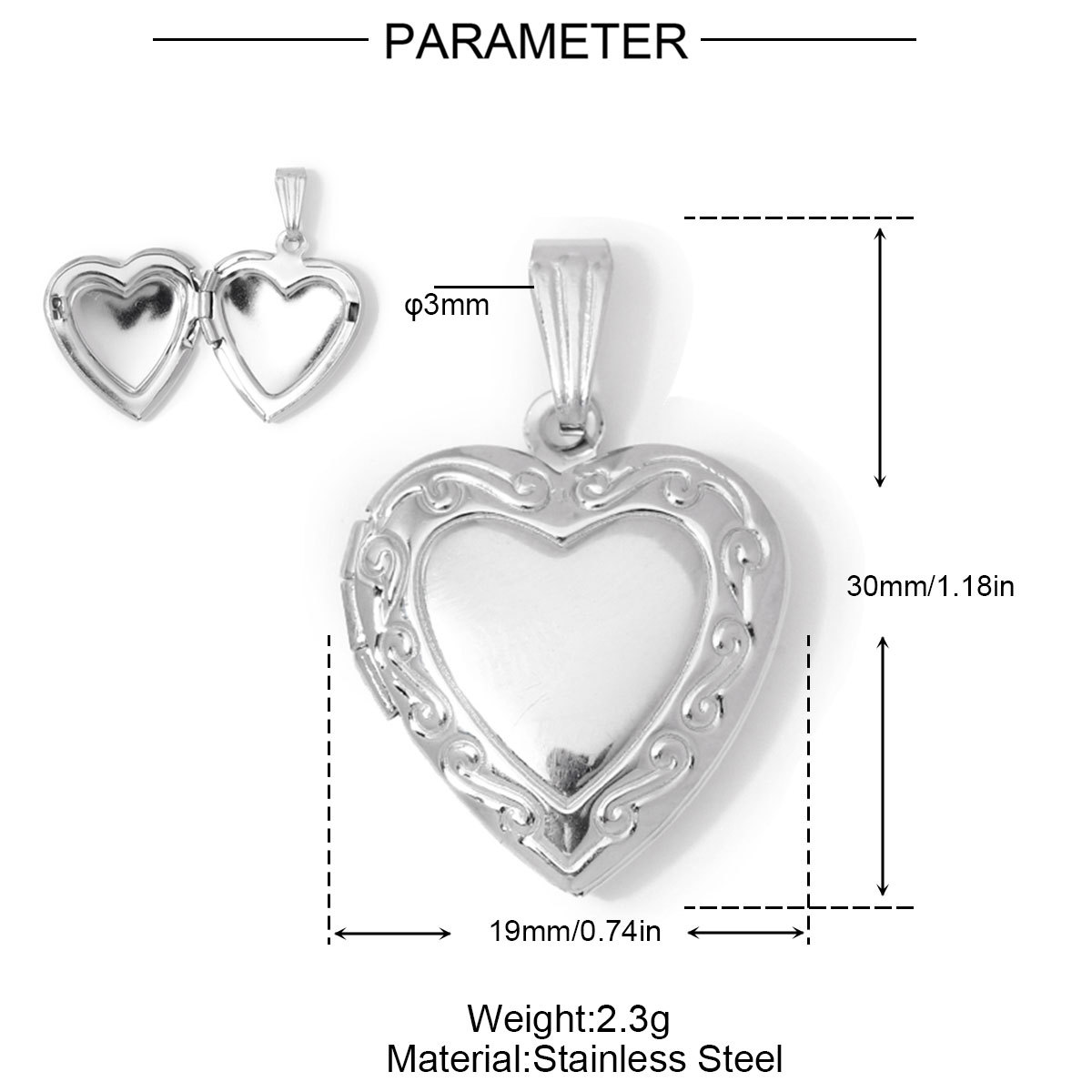 6pcs/Lot Wholesale Stainless Steel Round Oval Locket Picture Charm Rhinestone Love Heart Necklace Pendant Woman Special Gift Jewelry