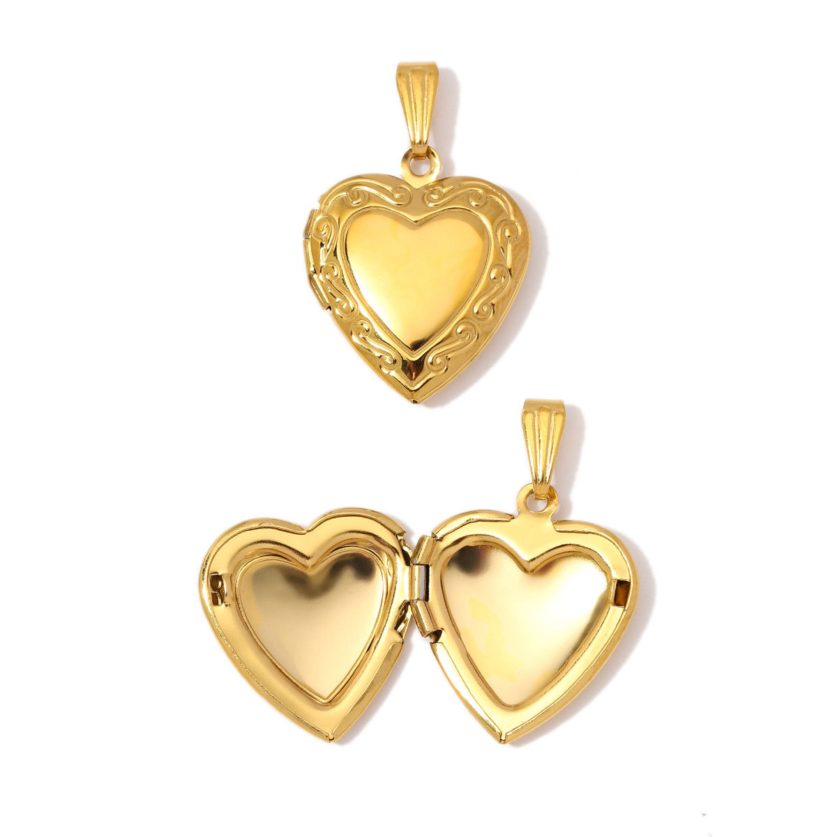 6pcs/Lot Wholesale Stainless Steel Round Oval Locket Picture Charm Rhinestone Love Heart Necklace Pendant Woman Special Gift Jewelry