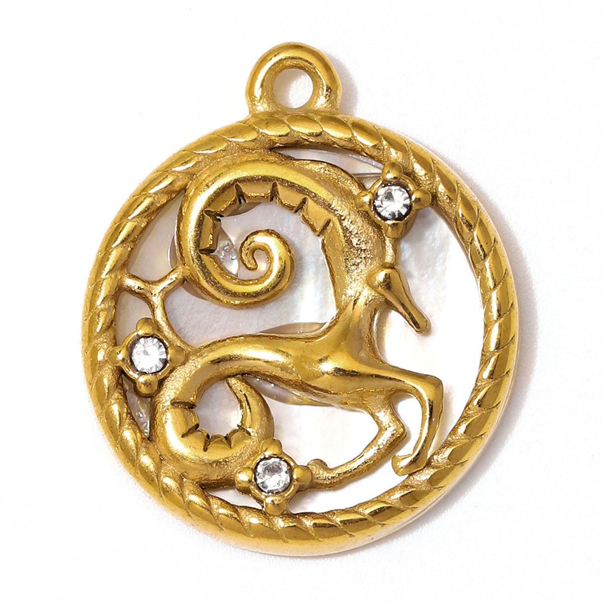 6pcs/Lot Stainless Steel Zodiac DIY Charms Rhinestone Shell Aries Cancer Necklace Pendants Woman Special Gift Jewelry Wholesale