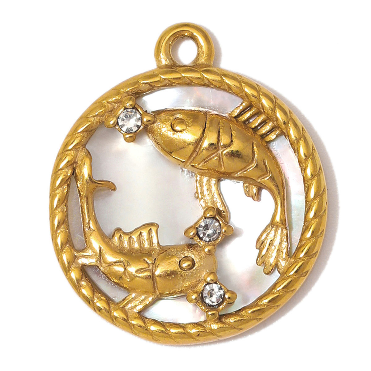 6pcs/Lot Stainless Steel Zodiac DIY Charms Rhinestone Shell Aries Cancer Necklace Pendants Woman Special Gift Jewelry Wholesale
