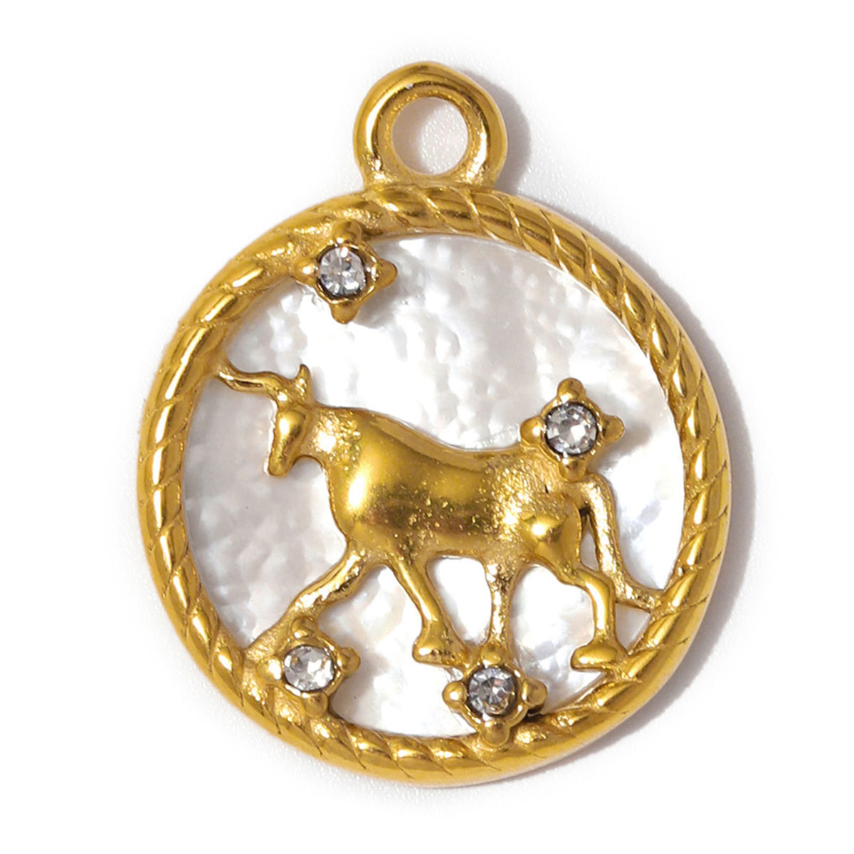 6pcs/Lot Stainless Steel Zodiac DIY Charms Rhinestone Shell Aries Cancer Necklace Pendants Woman Special Gift Jewelry Wholesale