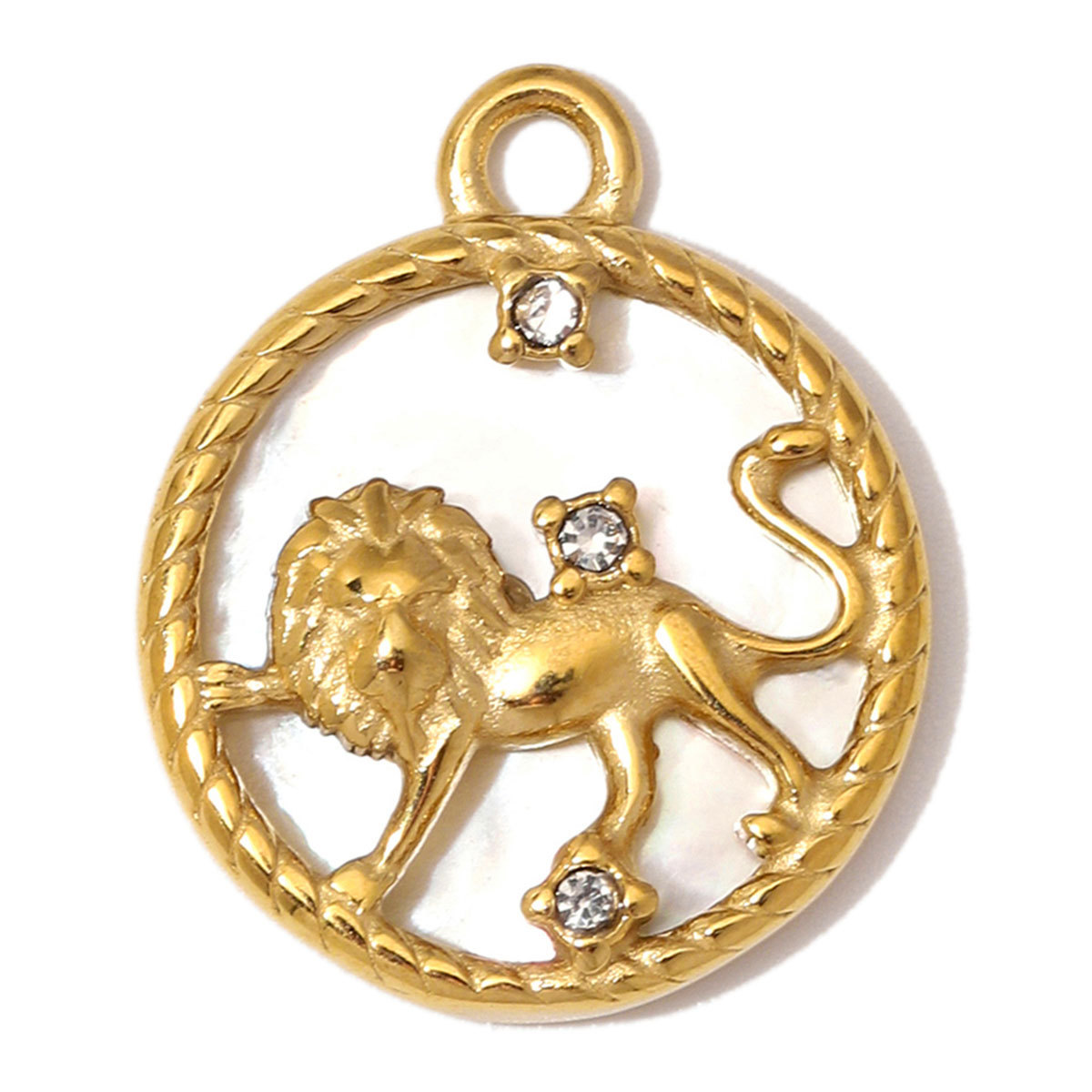6pcs/Lot Stainless Steel Zodiac DIY Charms Rhinestone Shell Aries Cancer Necklace Pendants Woman Special Gift Jewelry Wholesale