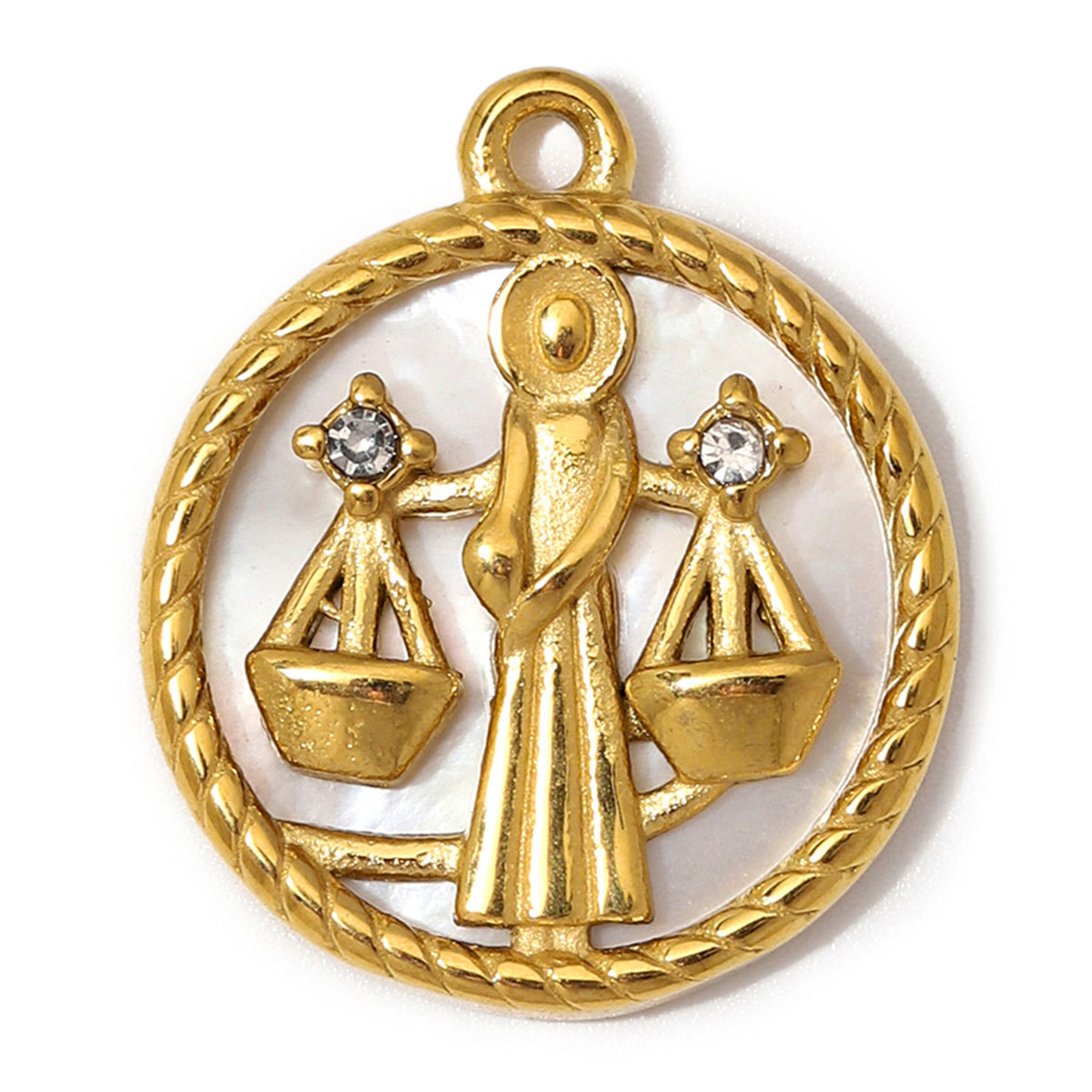 6pcs/Lot Stainless Steel Zodiac DIY Charms Rhinestone Shell Aries Cancer Necklace Pendants Woman Special Gift Jewelry Wholesale