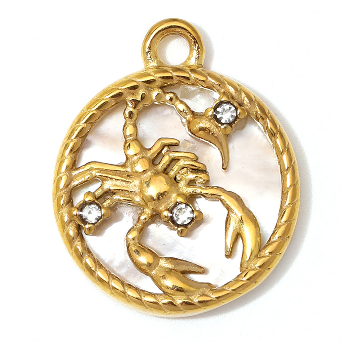 6pcs/Lot Stainless Steel Zodiac DIY Charms Rhinestone Shell Aries Cancer Necklace Pendants Woman Special Gift Jewelry Wholesale