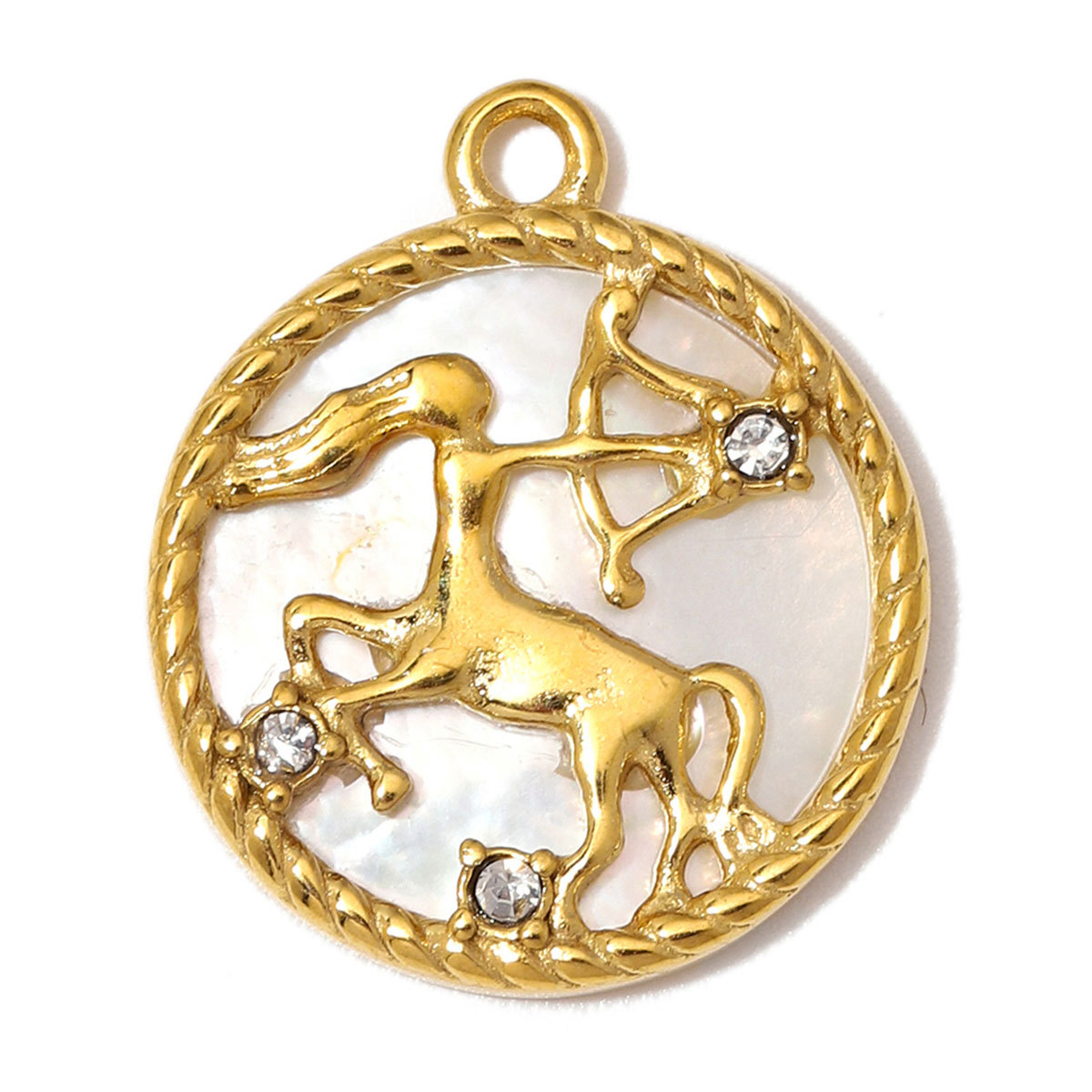 6pcs/Lot Stainless Steel Zodiac DIY Charms Rhinestone Shell Aries Cancer Necklace Pendants Woman Special Gift Jewelry Wholesale