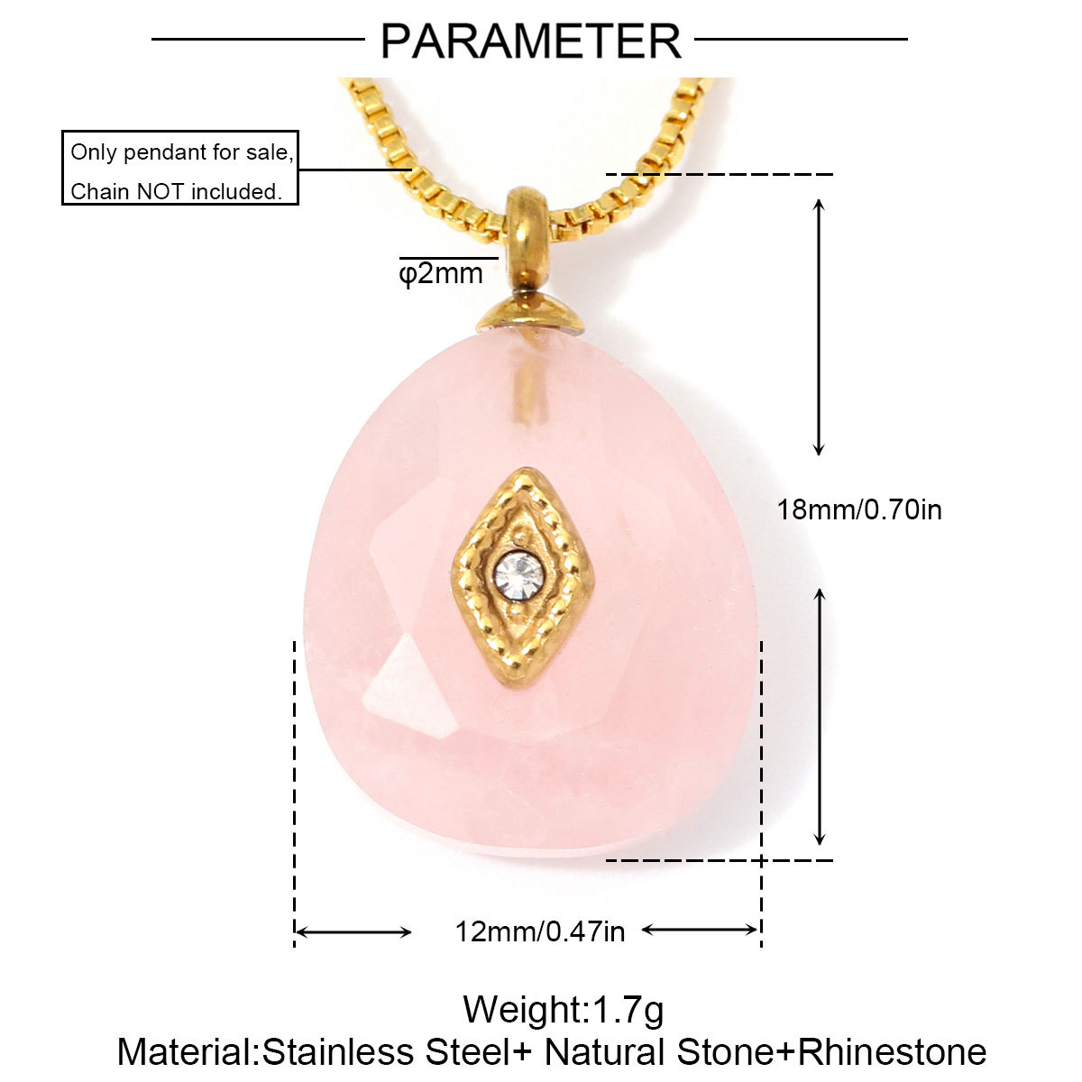 6pcs/Lot Stainless Steel Oval Natural Stone DIY Charms Turquoise Amethyst Waterdrop Necklace Pendants Woman Jewelry Wholesale