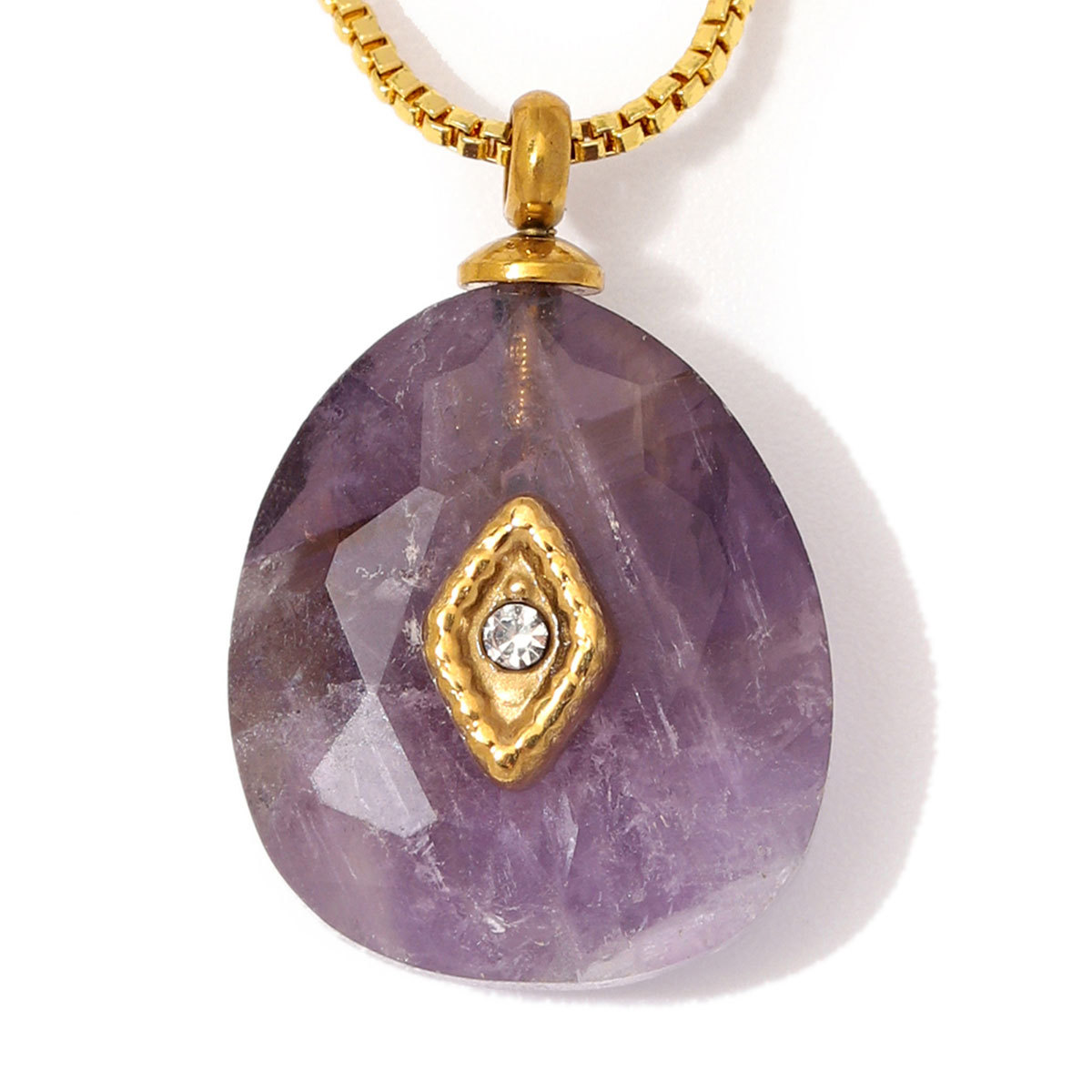 6pcs/Lot Stainless Steel Oval Natural Stone DIY Charms Turquoise Amethyst Waterdrop Necklace Pendants Woman Jewelry Wholesale