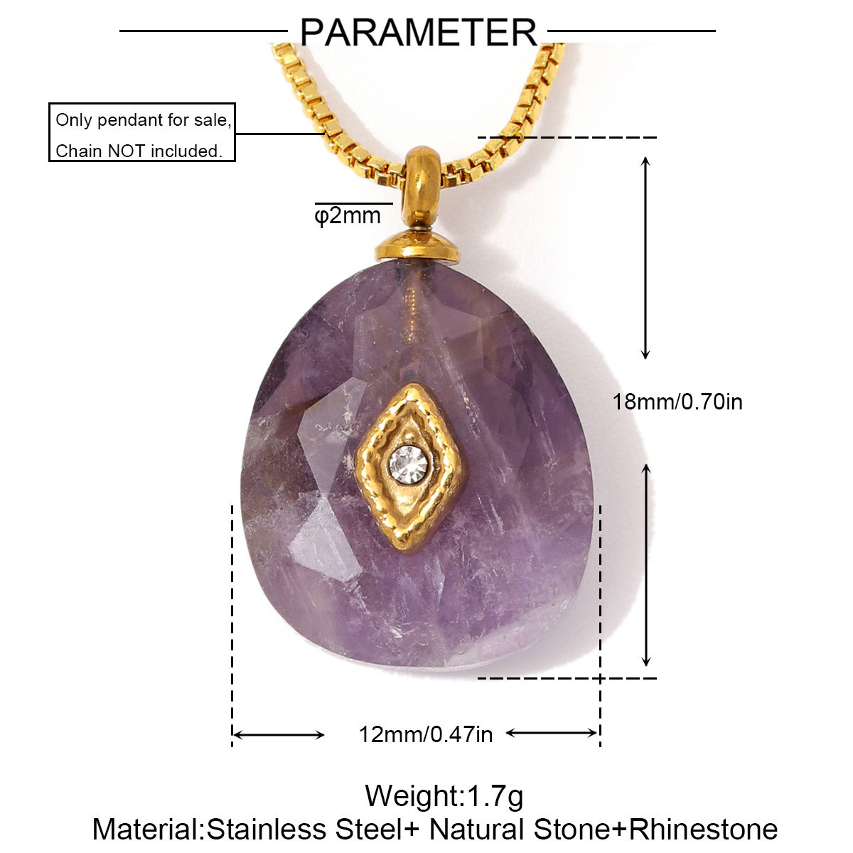 6pcs/Lot Stainless Steel Oval Natural Stone DIY Charms Turquoise Amethyst Waterdrop Necklace Pendants Woman Jewelry Wholesale