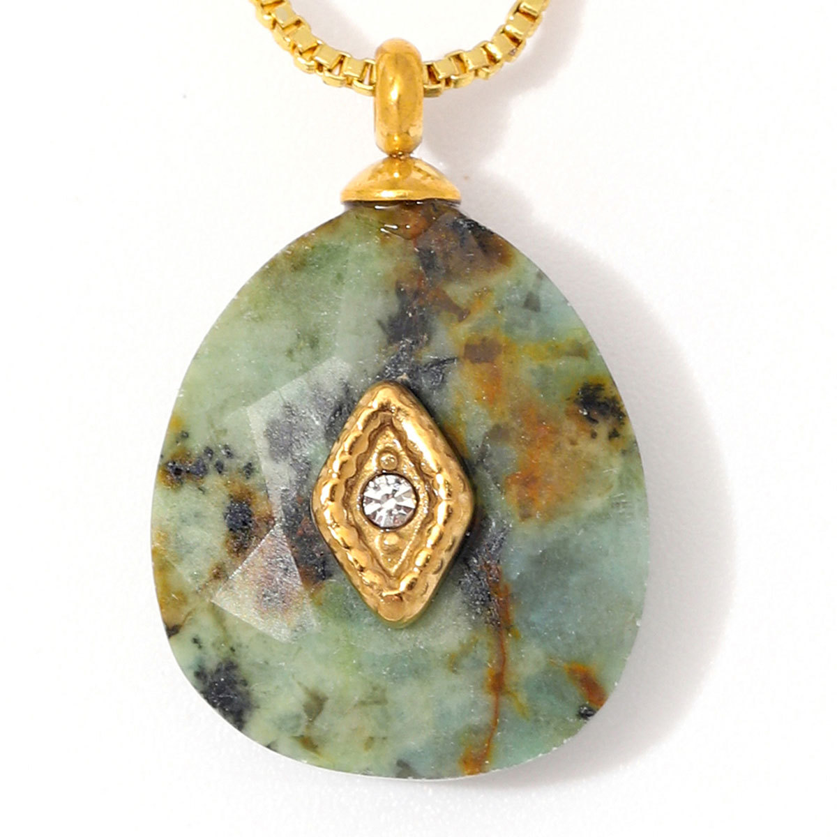 6pcs/Lot Stainless Steel Oval Natural Stone DIY Charms Turquoise Amethyst Waterdrop Necklace Pendants Woman Jewelry Wholesale