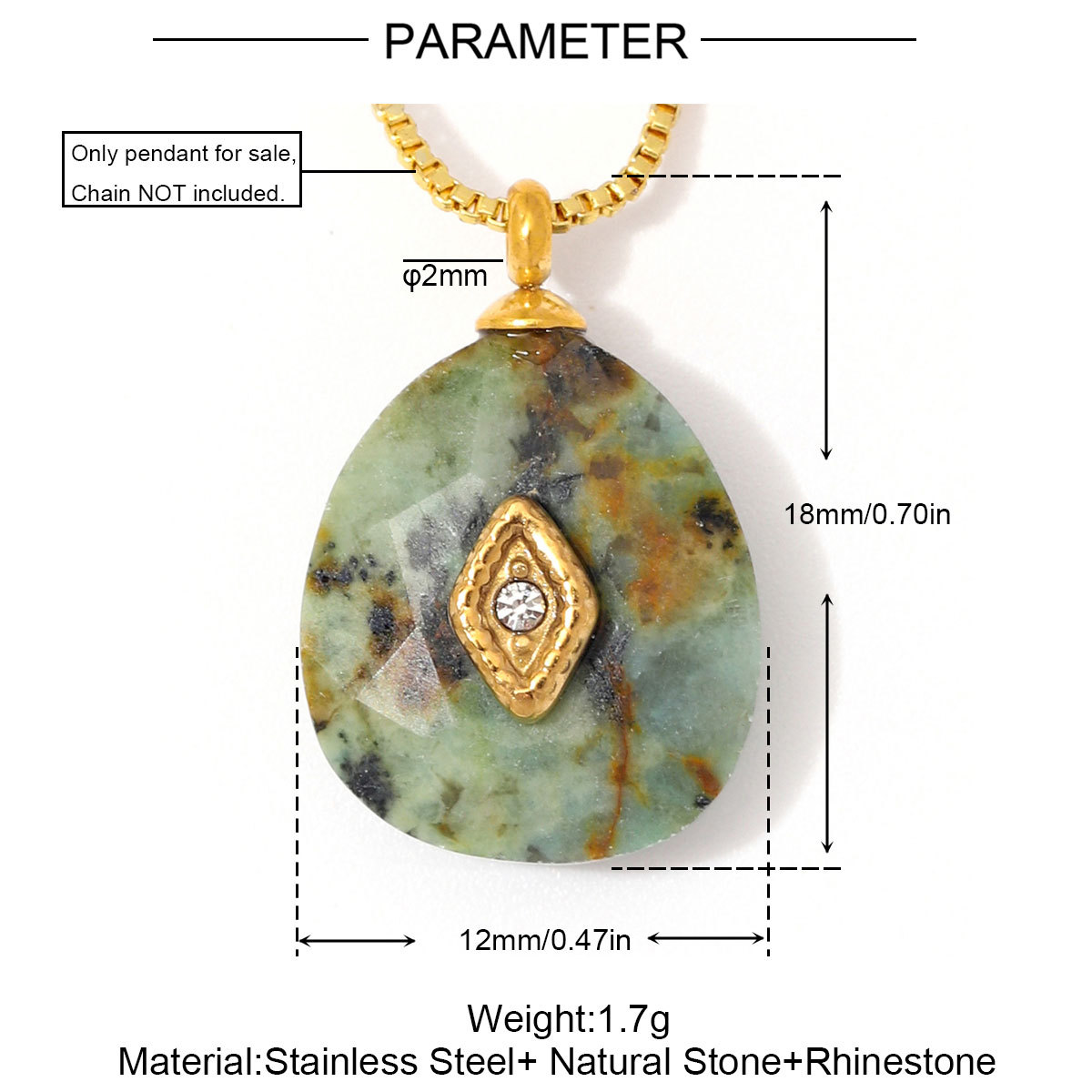 6pcs/Lot Stainless Steel Oval Natural Stone DIY Charms Turquoise Amethyst Waterdrop Necklace Pendants Woman Jewelry Wholesale