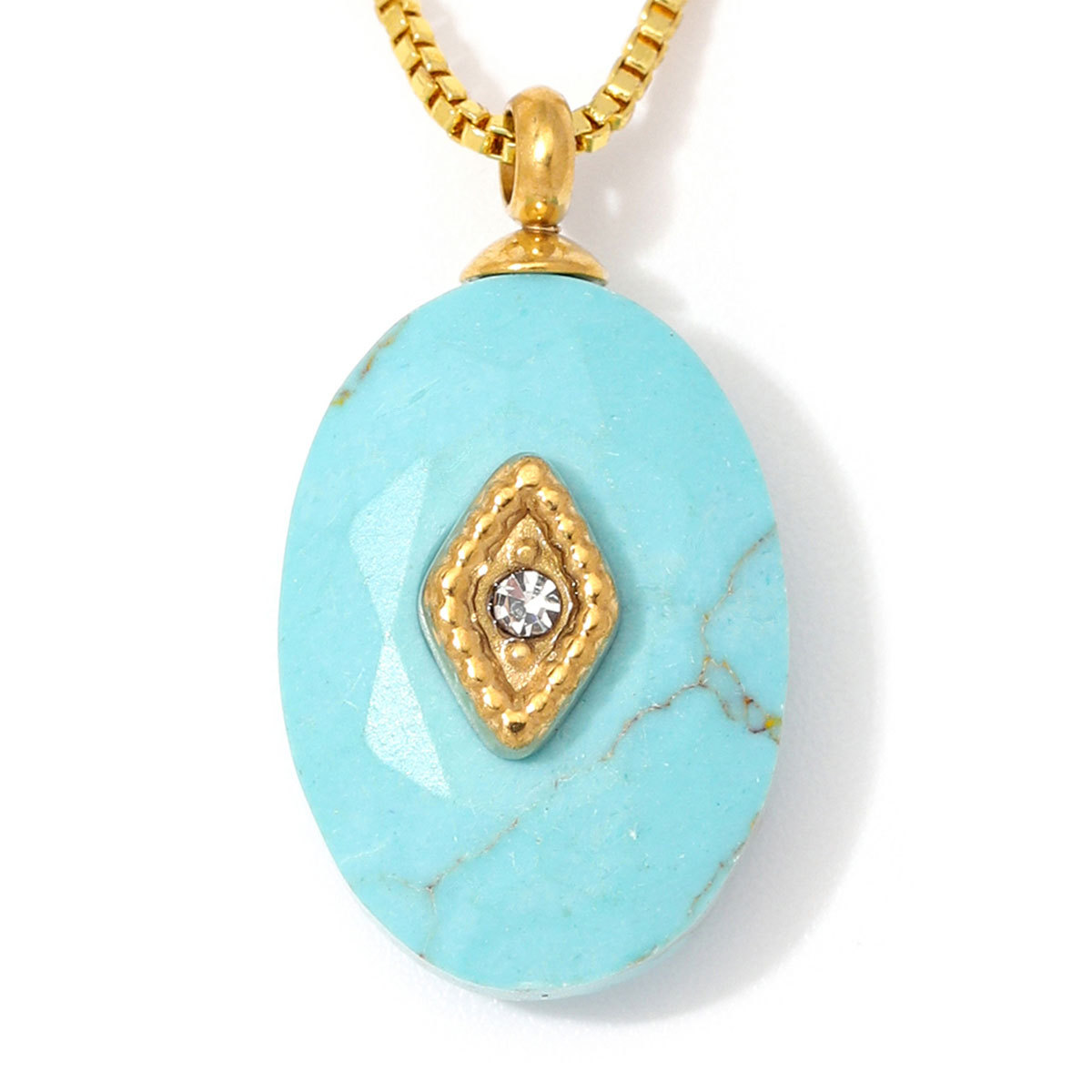 6pcs/Lot Stainless Steel Oval Natural Stone DIY Charms Turquoise Amethyst Waterdrop Necklace Pendants Woman Jewelry Wholesale