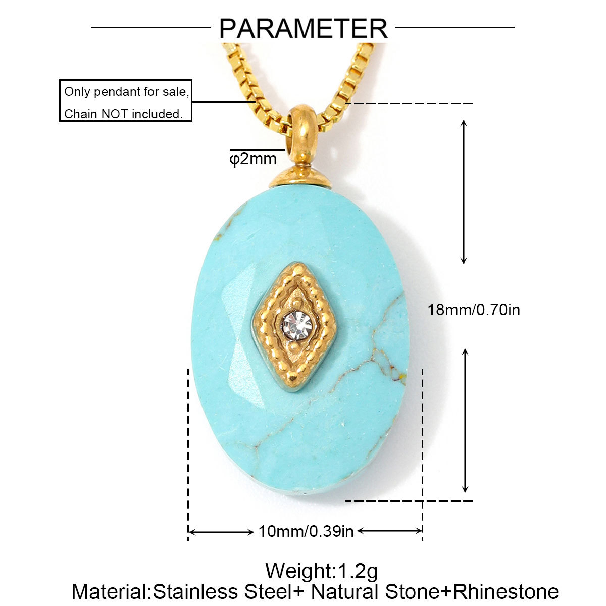 6pcs/Lot Stainless Steel Oval Natural Stone DIY Charms Turquoise Amethyst Waterdrop Necklace Pendants Woman Jewelry Wholesale