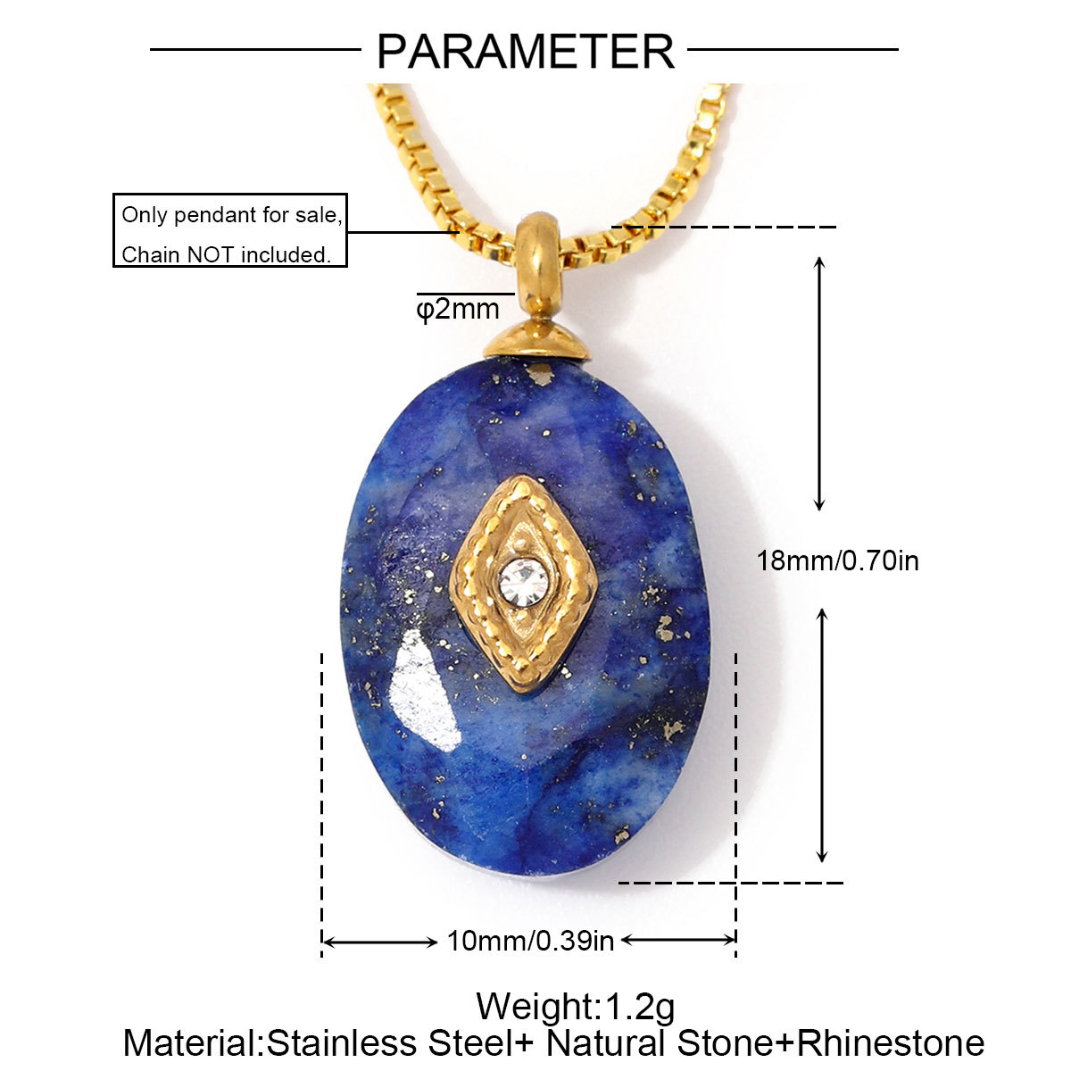 6pcs/Lot Stainless Steel Oval Natural Stone DIY Charms Turquoise Amethyst Waterdrop Necklace Pendants Woman Jewelry Wholesale