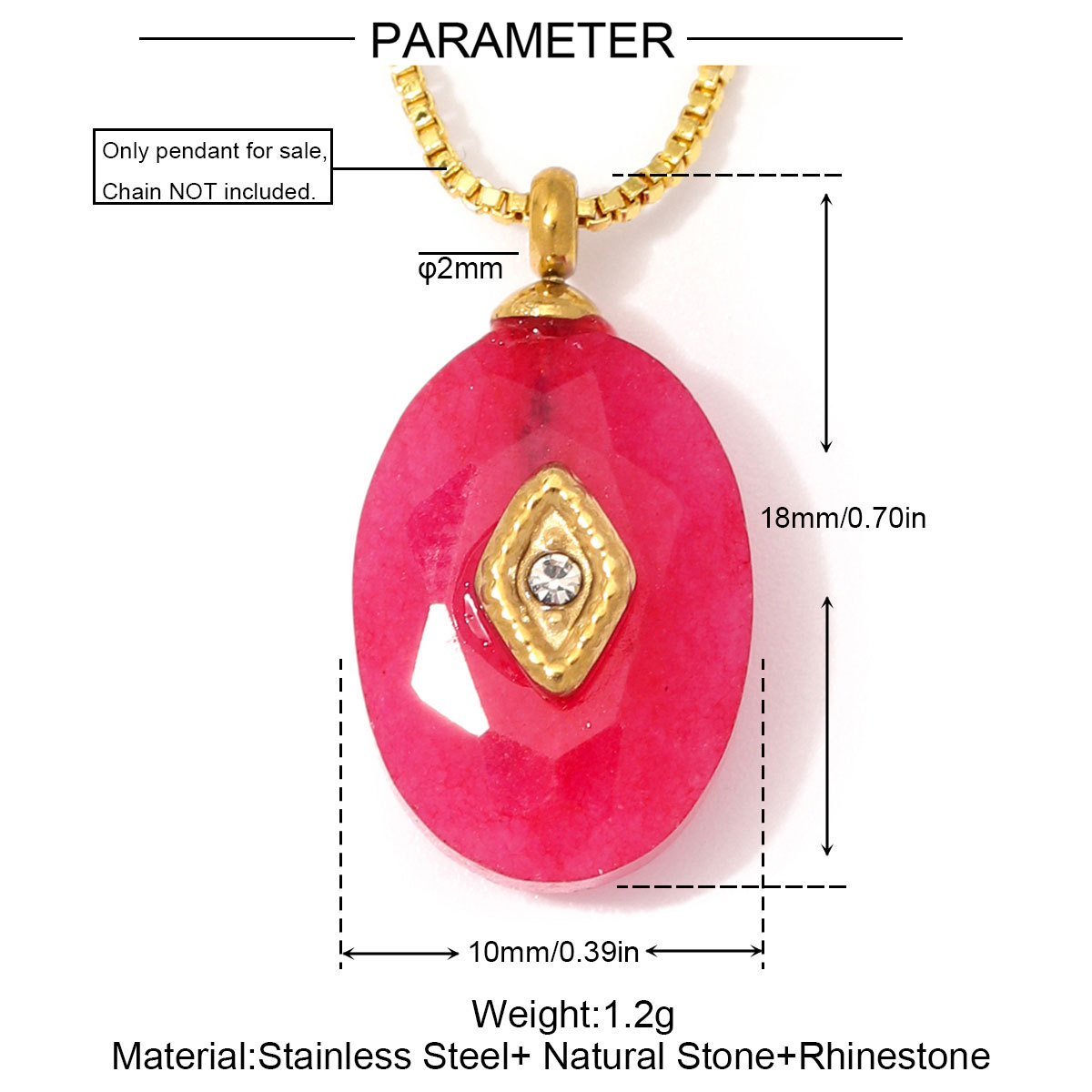 6pcs/Lot Stainless Steel Oval Natural Stone DIY Charms Turquoise Amethyst Waterdrop Necklace Pendants Woman Jewelry Wholesale