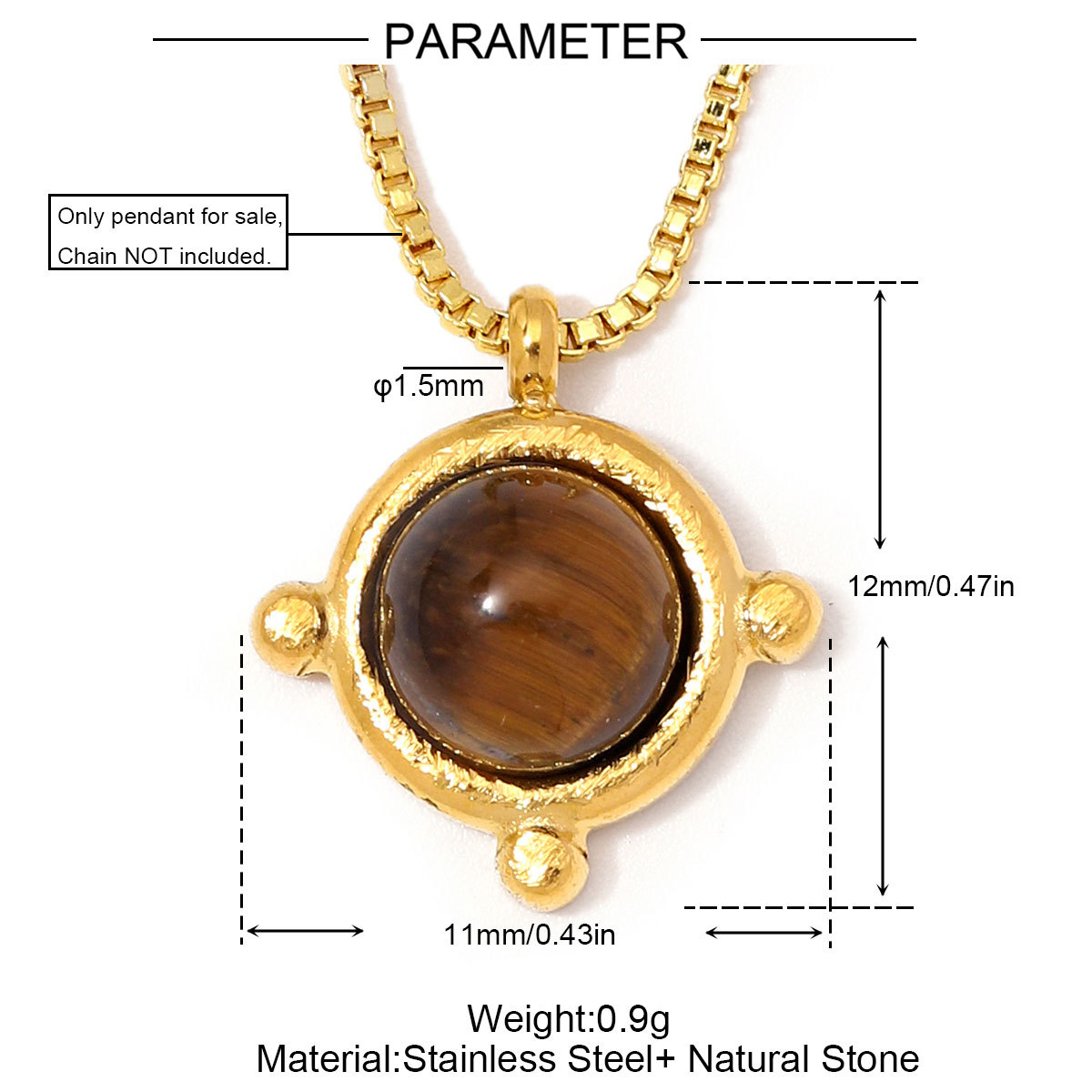 6pcs/Lot Stainless Steel Natural Stone Round DIY Charms Oval Heart African Jade Necklace Pendants Woman Rhodochrosite Jewelry